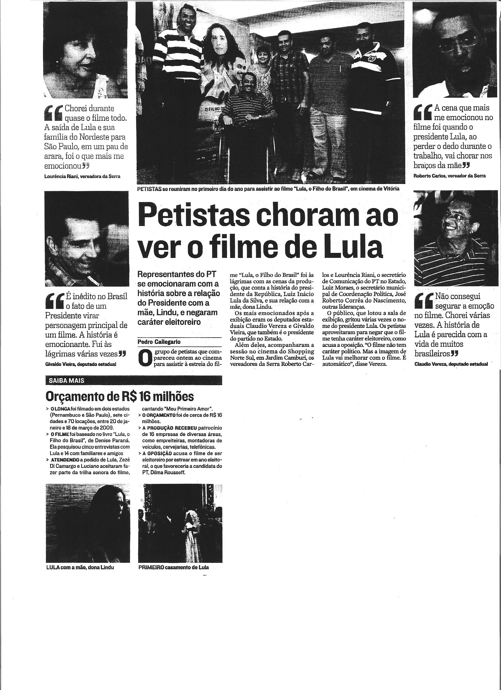 Petistas choram ao ver o filme de Lula