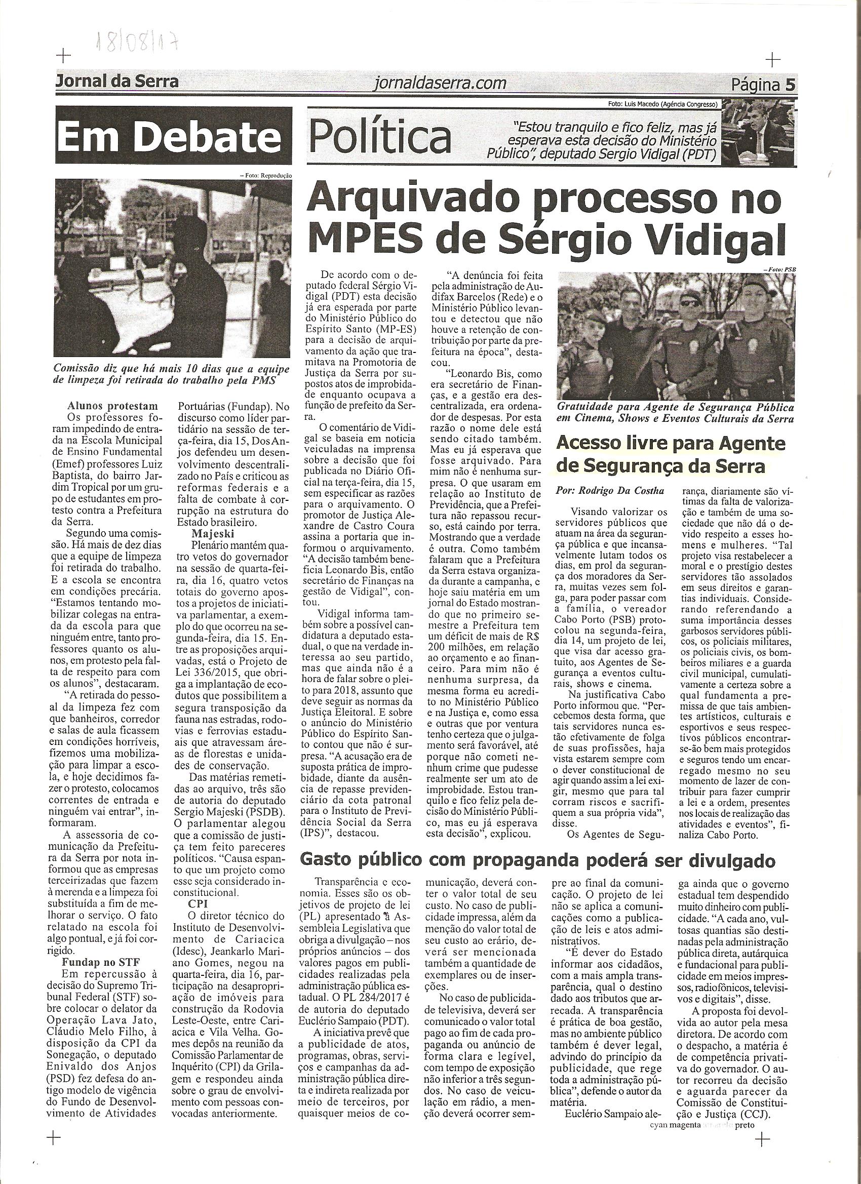 CLIPPING JS 18 08                 ( JORNAL DA SERRA )