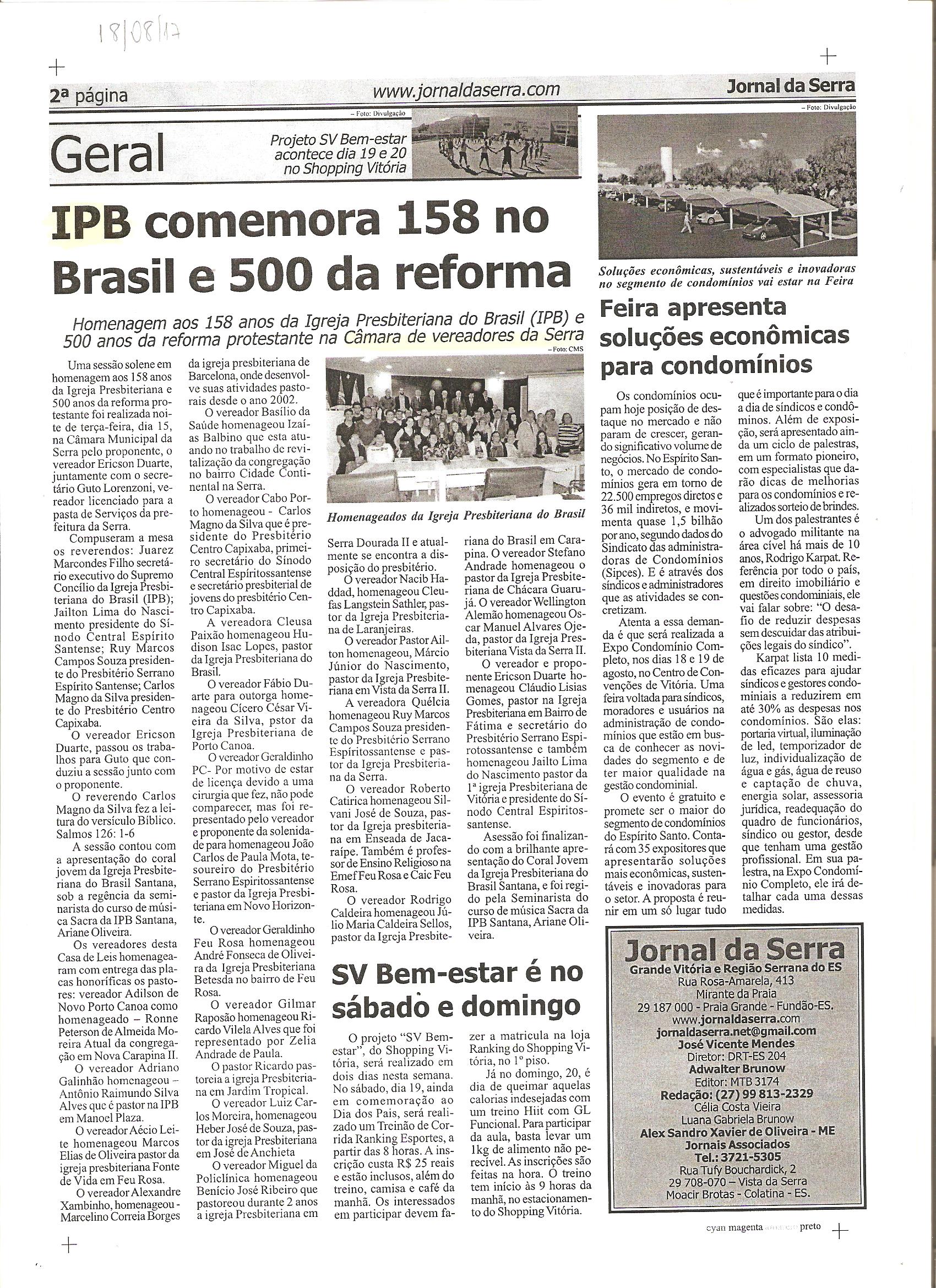 CLIPPING J S 18 08                                                       ( JORNAL DA SERRA )