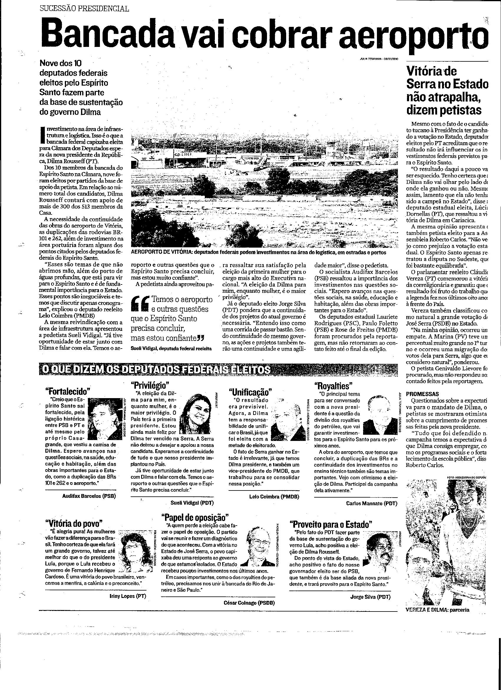 Bancada vai cobrar aeroporto