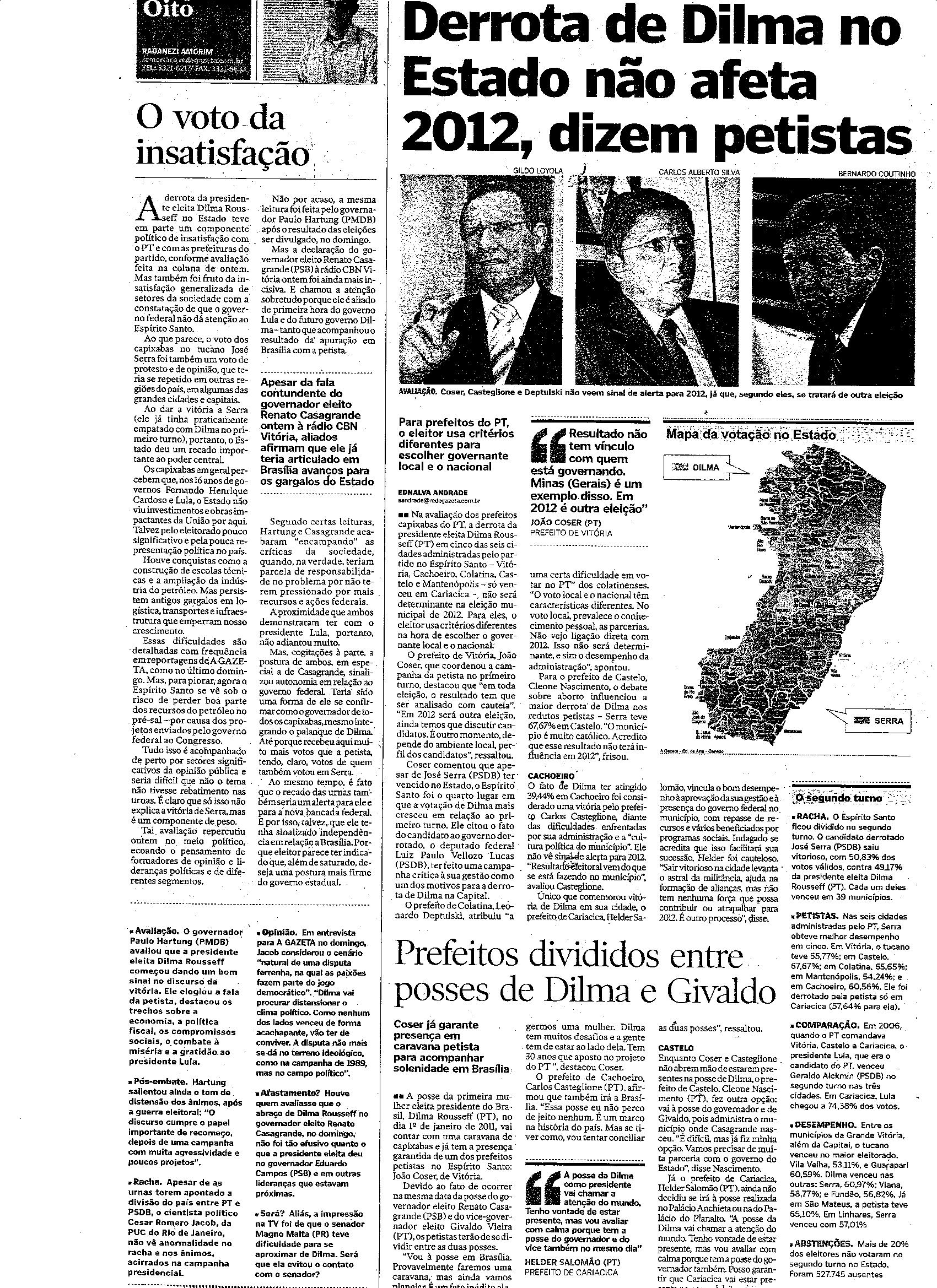 Derrota de Dilma no Estado nao afeta 2012