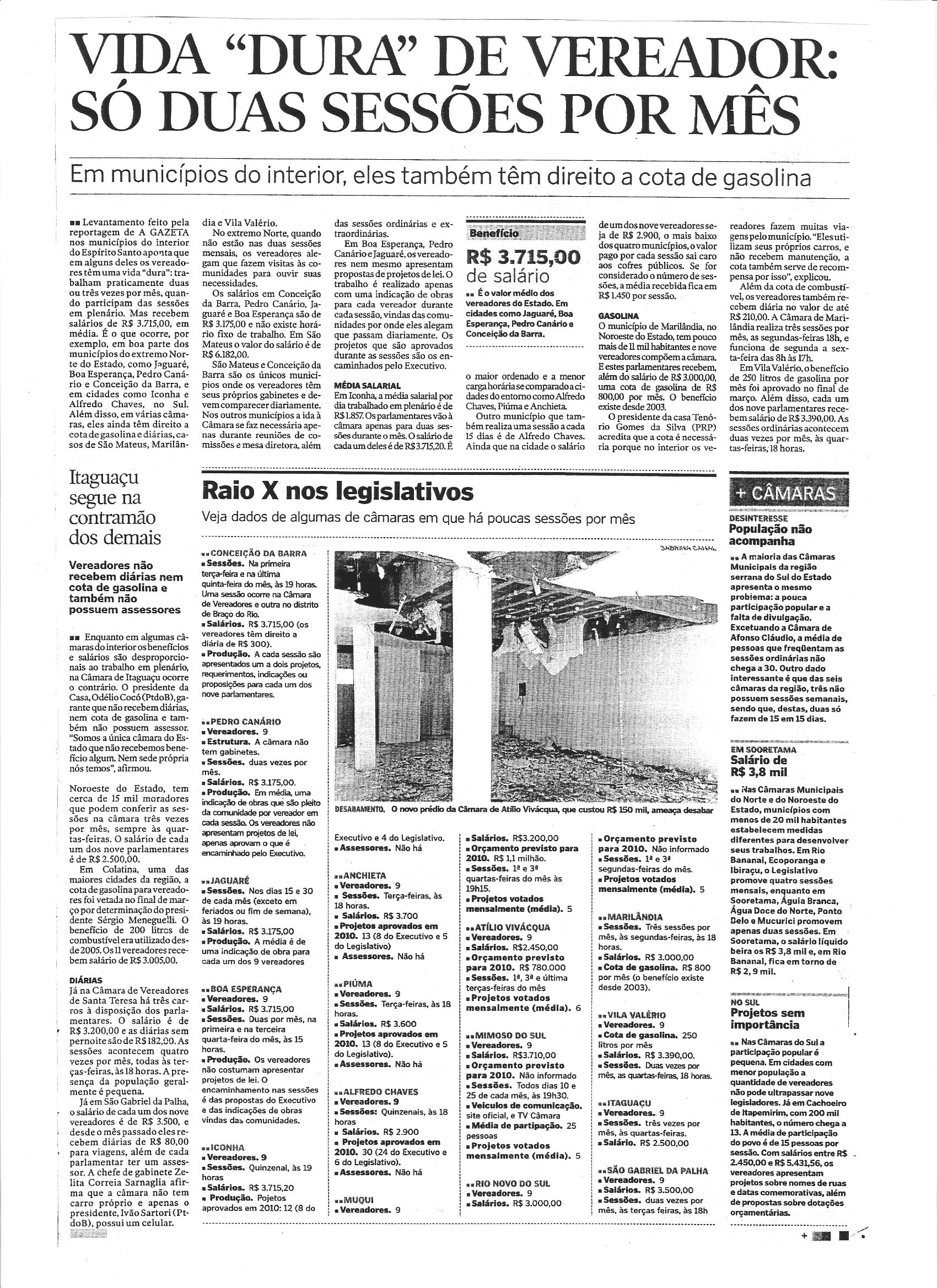 Política - Balanço das Câmaras do interior do Estado