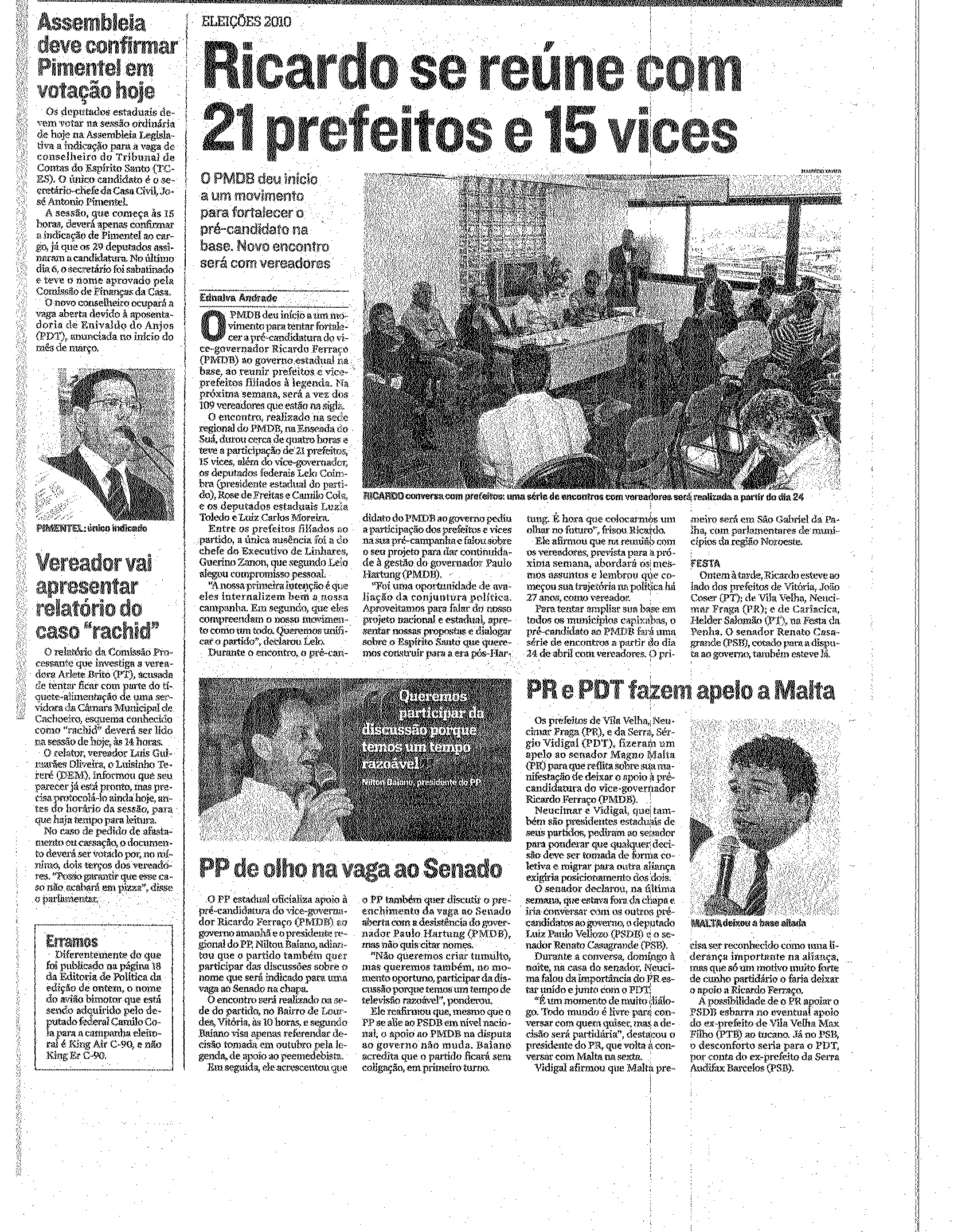 Ricardo se reúne com 21 prefeitos e 15 vices