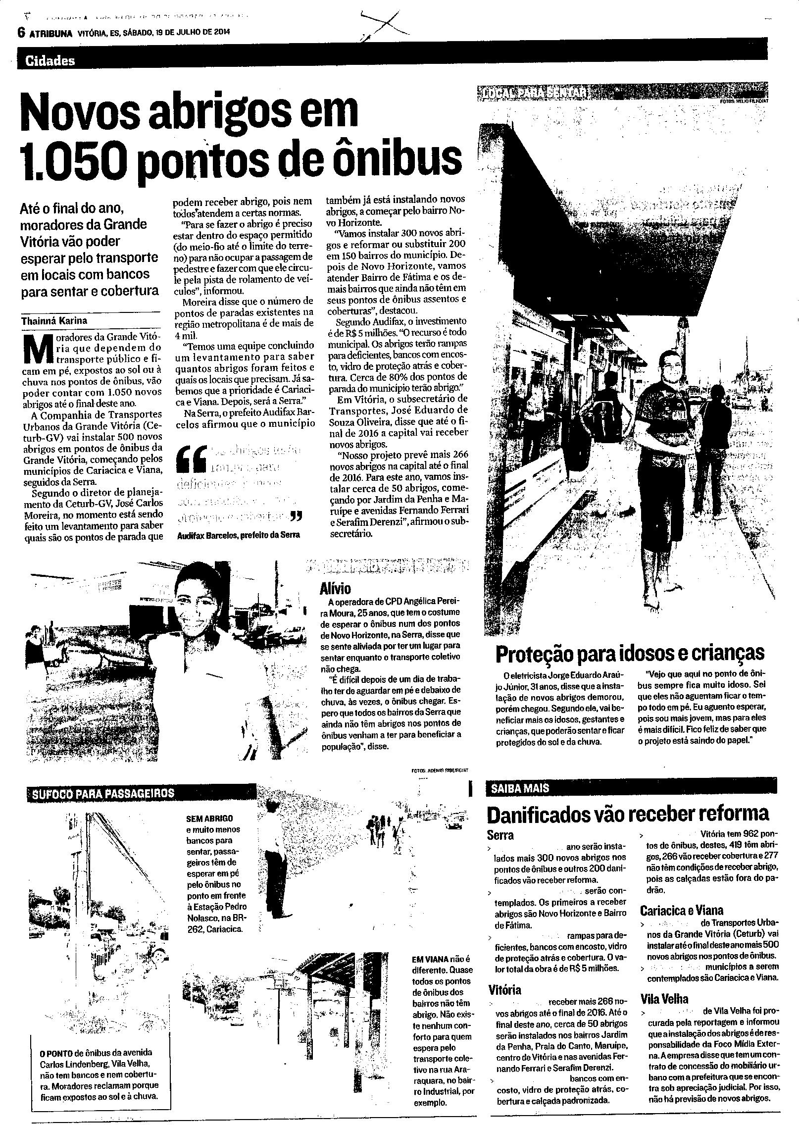 Novos abrigos em 1.050 pontos de ônibus