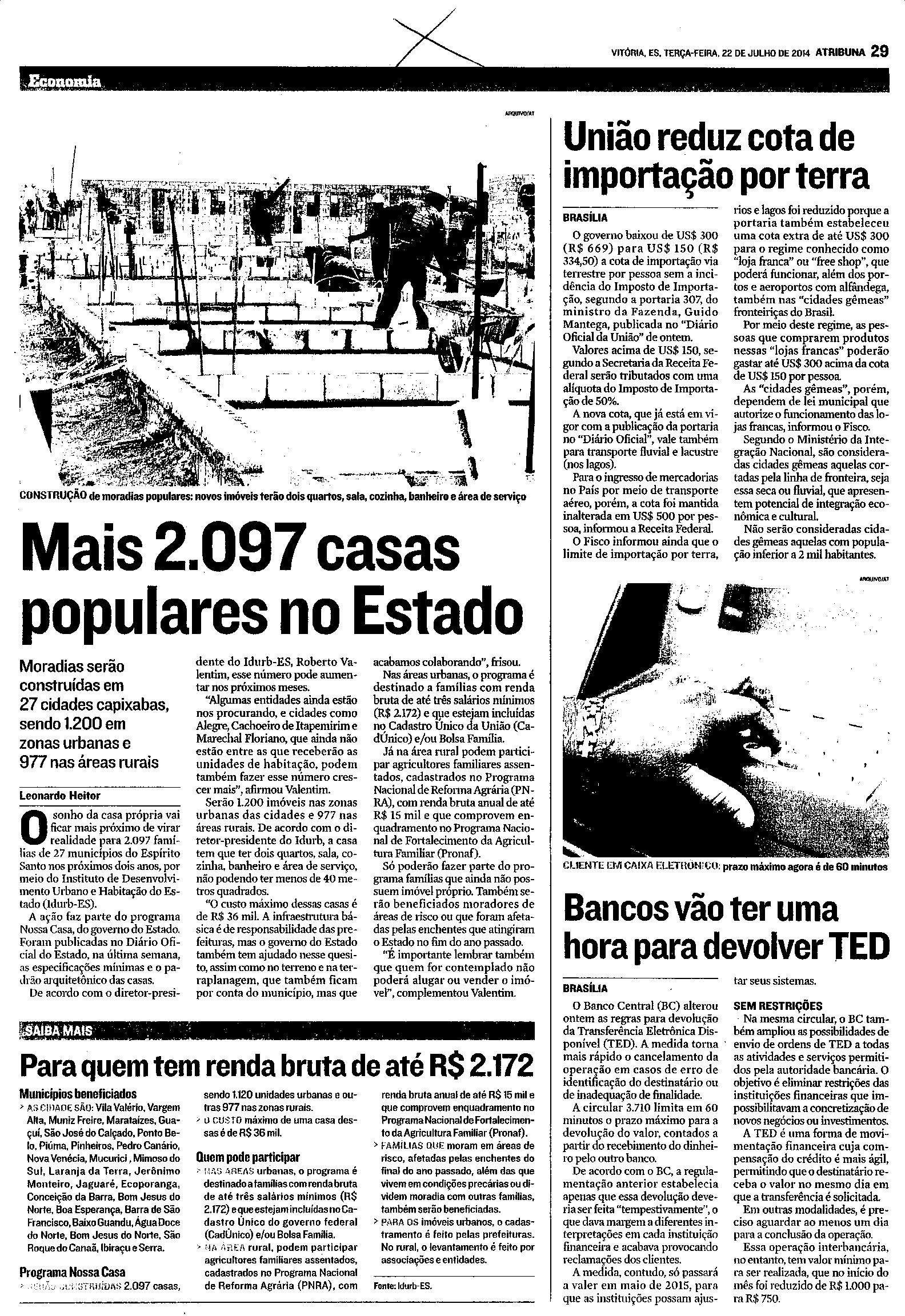 Mais 2.097 casas populares no Estado