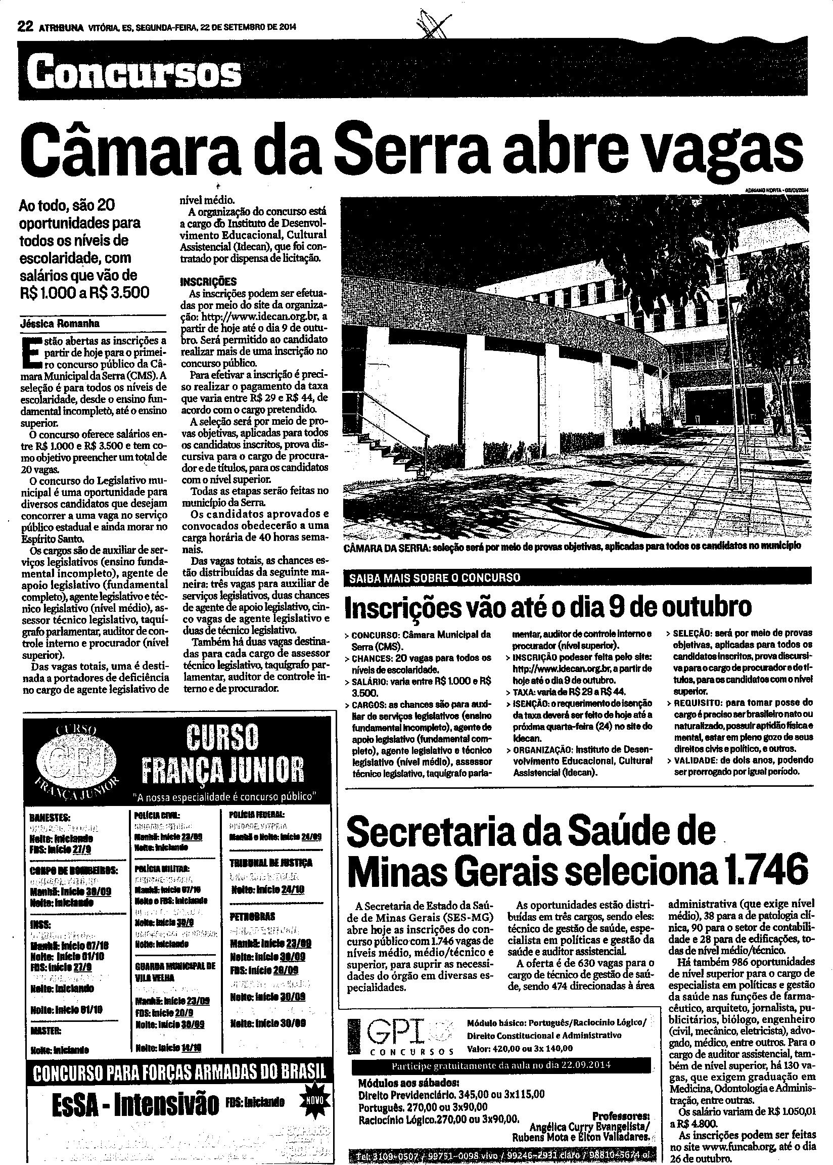 Câmara da Serra abre vagas