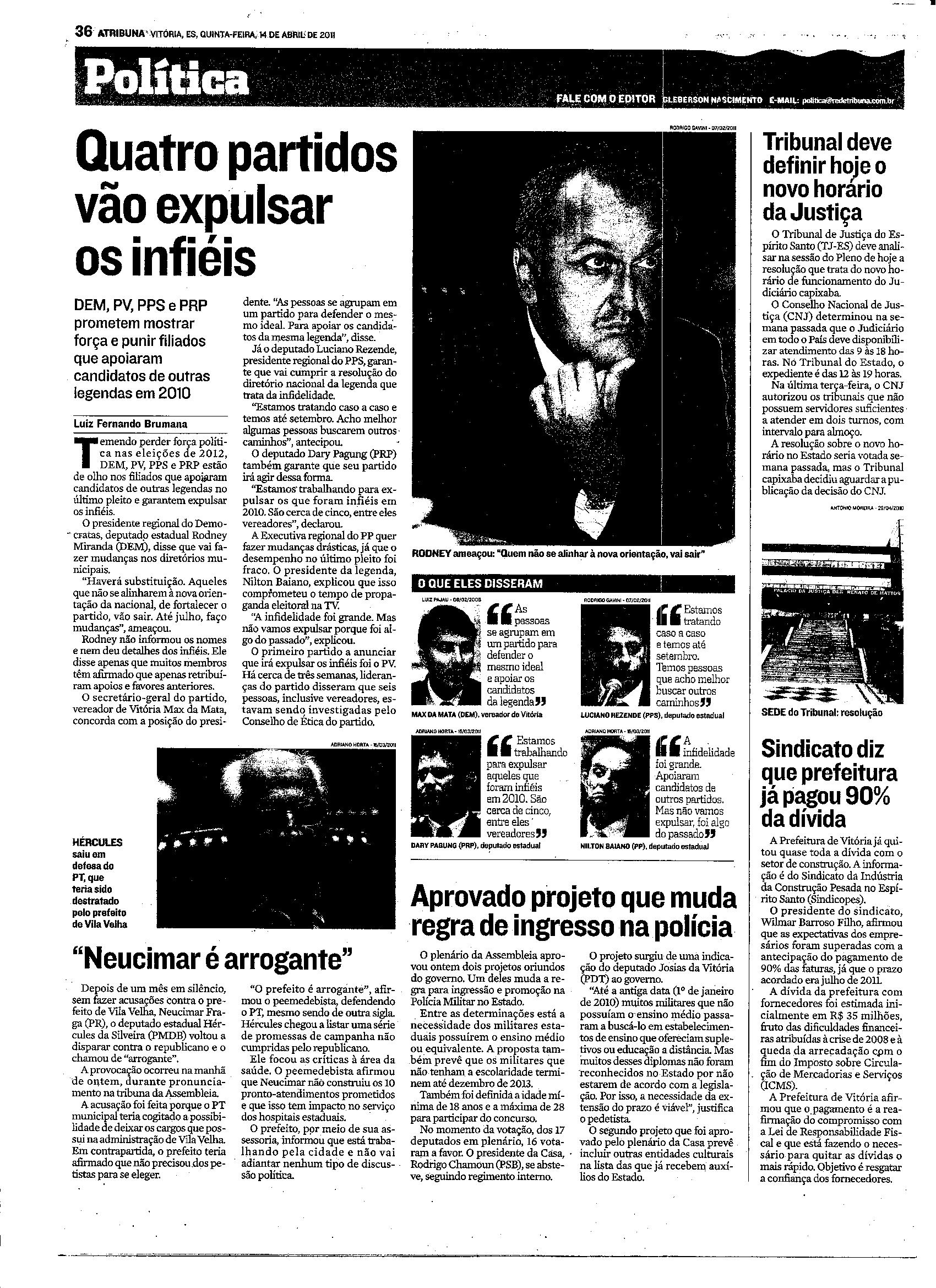 Quatro partidos vão expulsar os infiéis