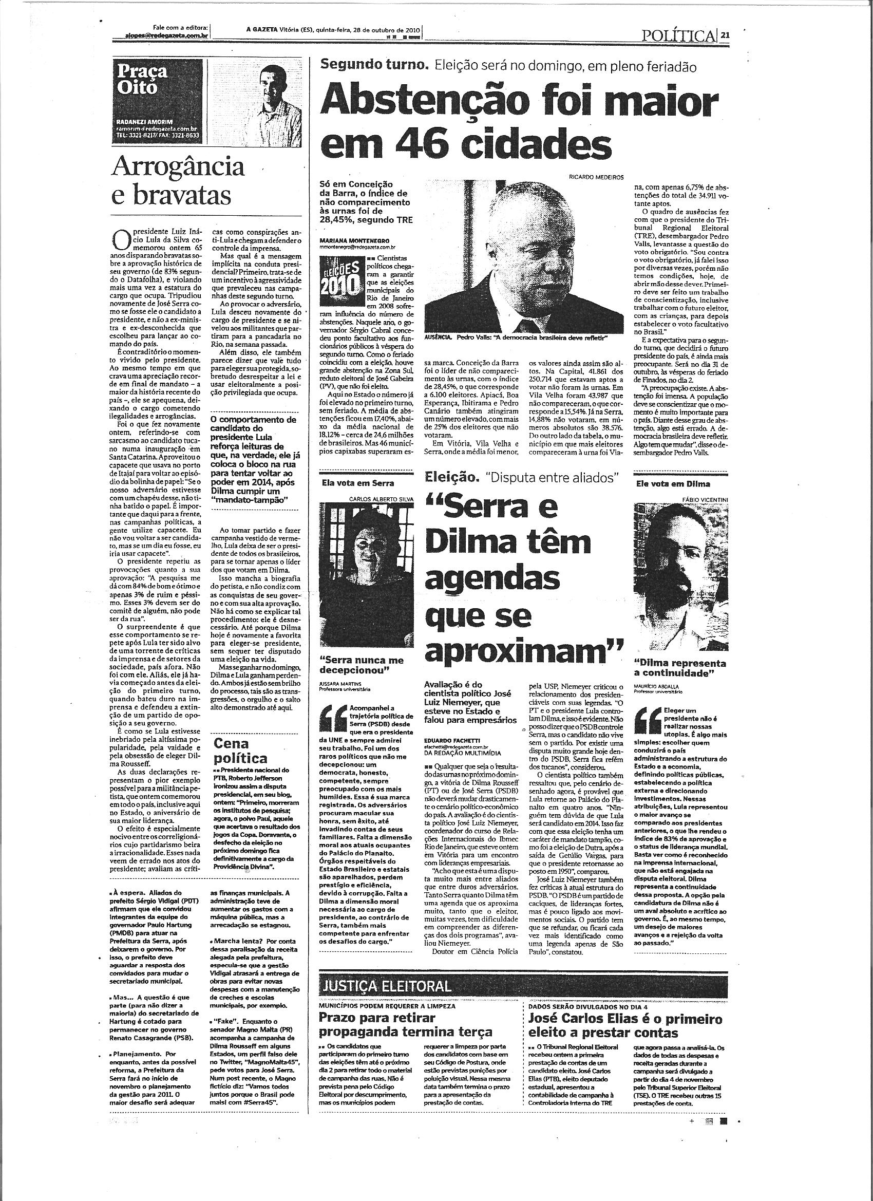 Abstenção no 2º turno preocupa Feu Rosa