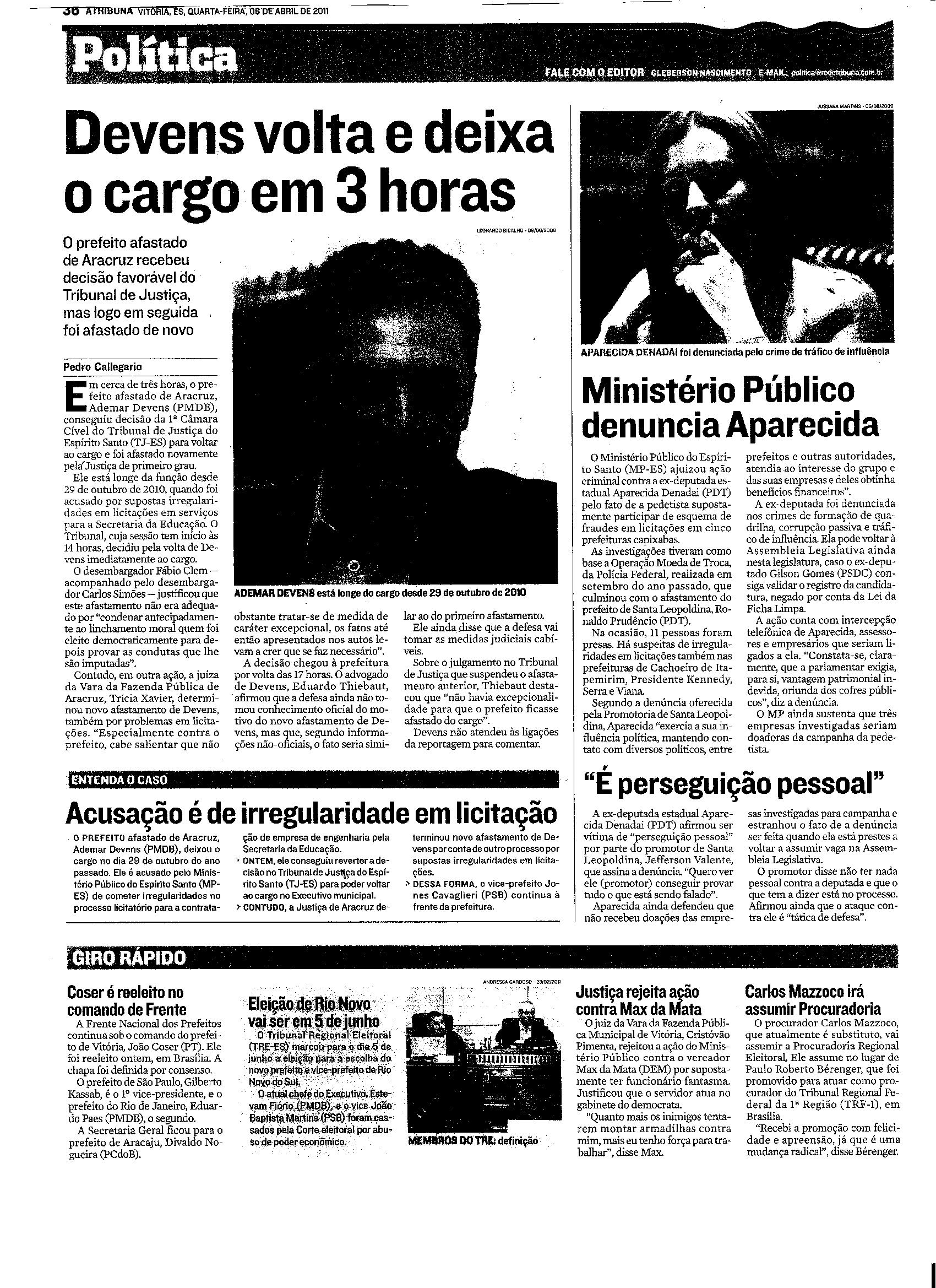 Ministério Público denuncia Aparecida
