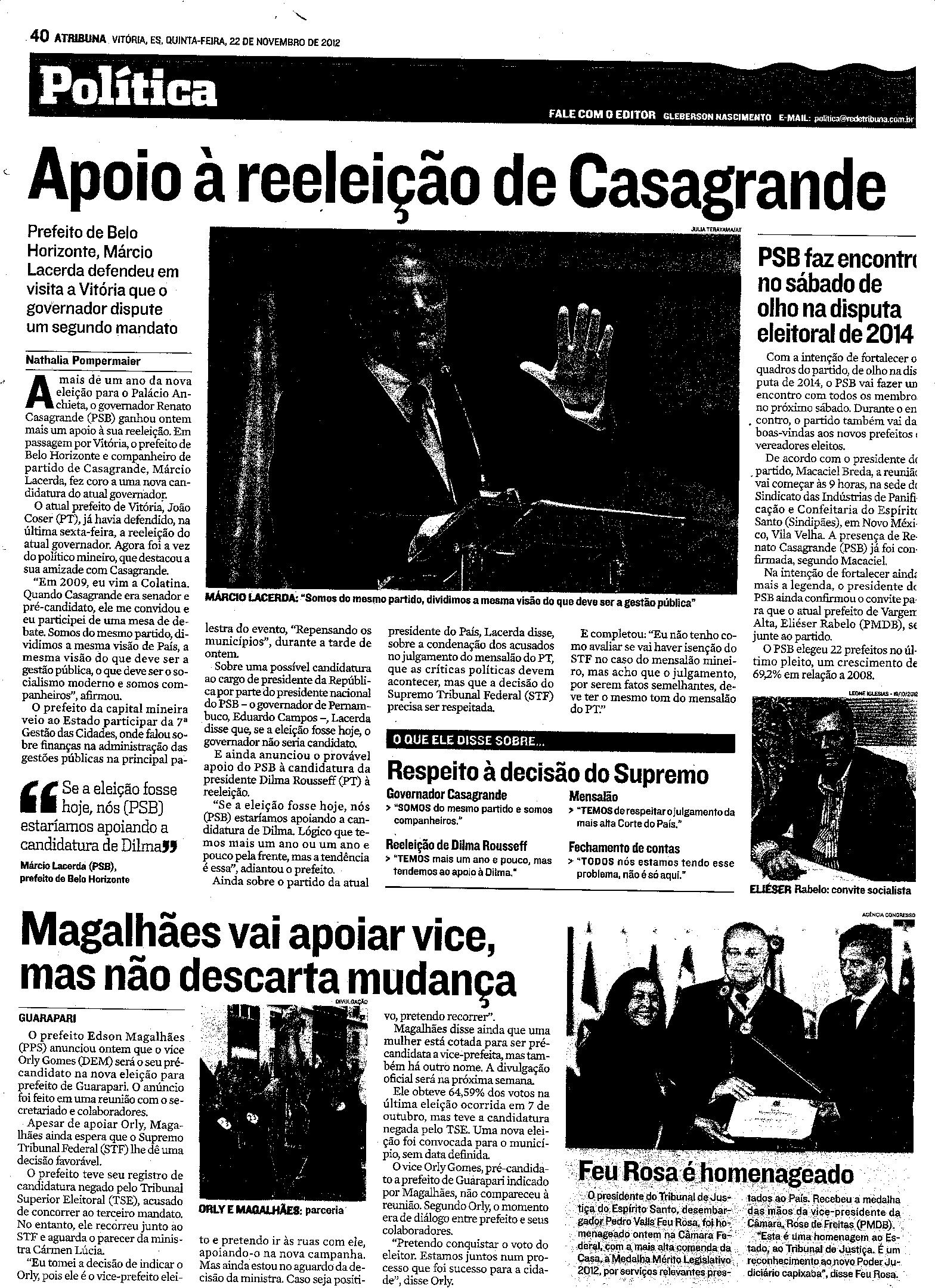 Apoio á reeleição de Casagrande