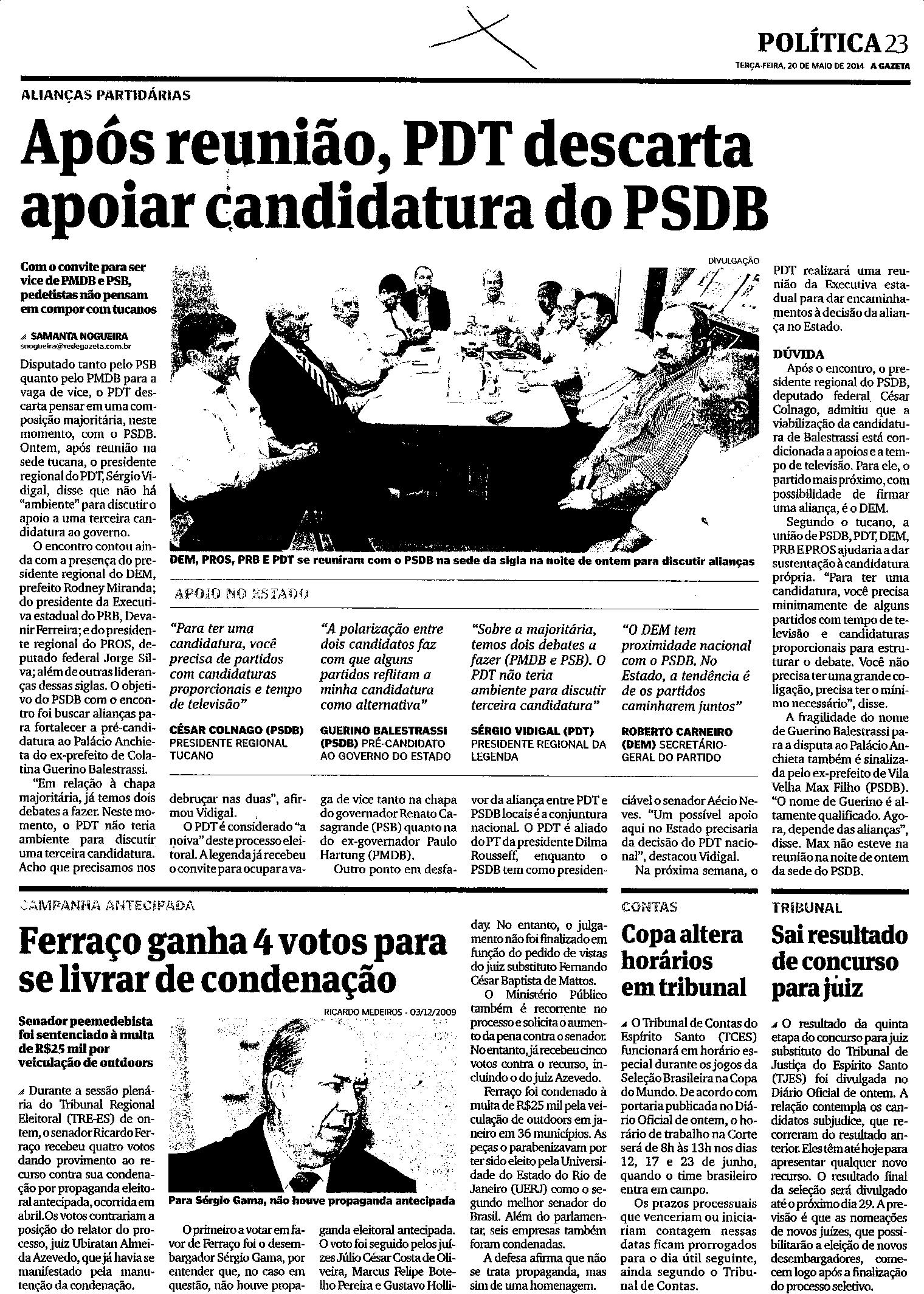 Após reunião, PDT descarta apoiar canditadura do PSDB
