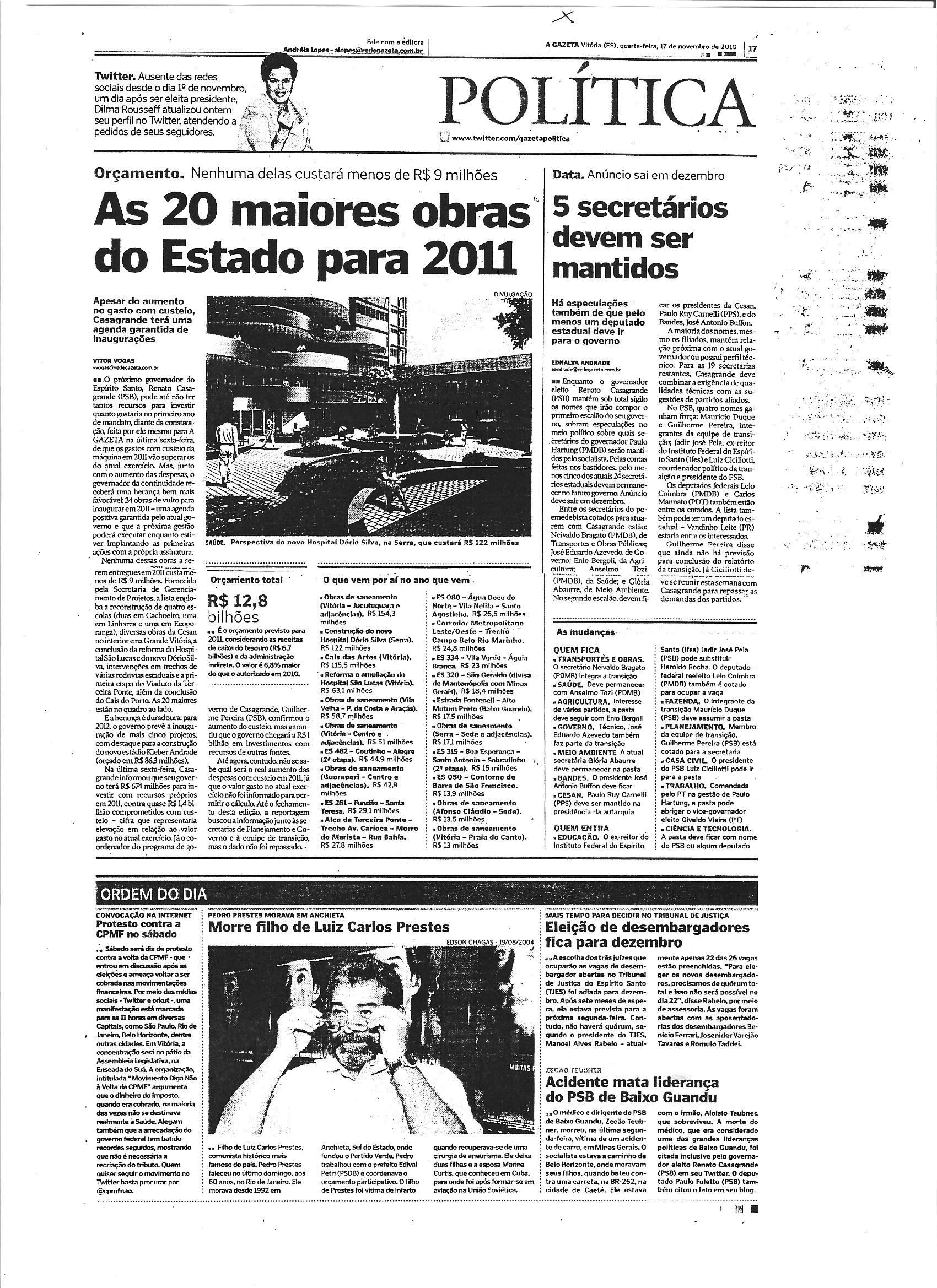 As 20 maiores obras do Estado  para 2011