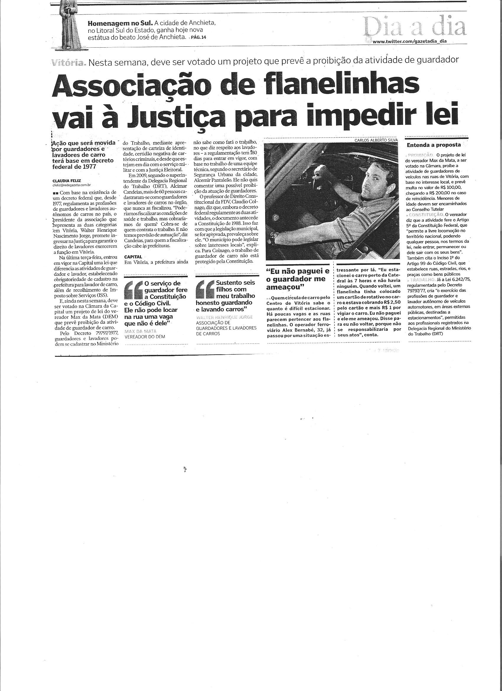 Associação de flanelinhas vai à justiça para impedir lei