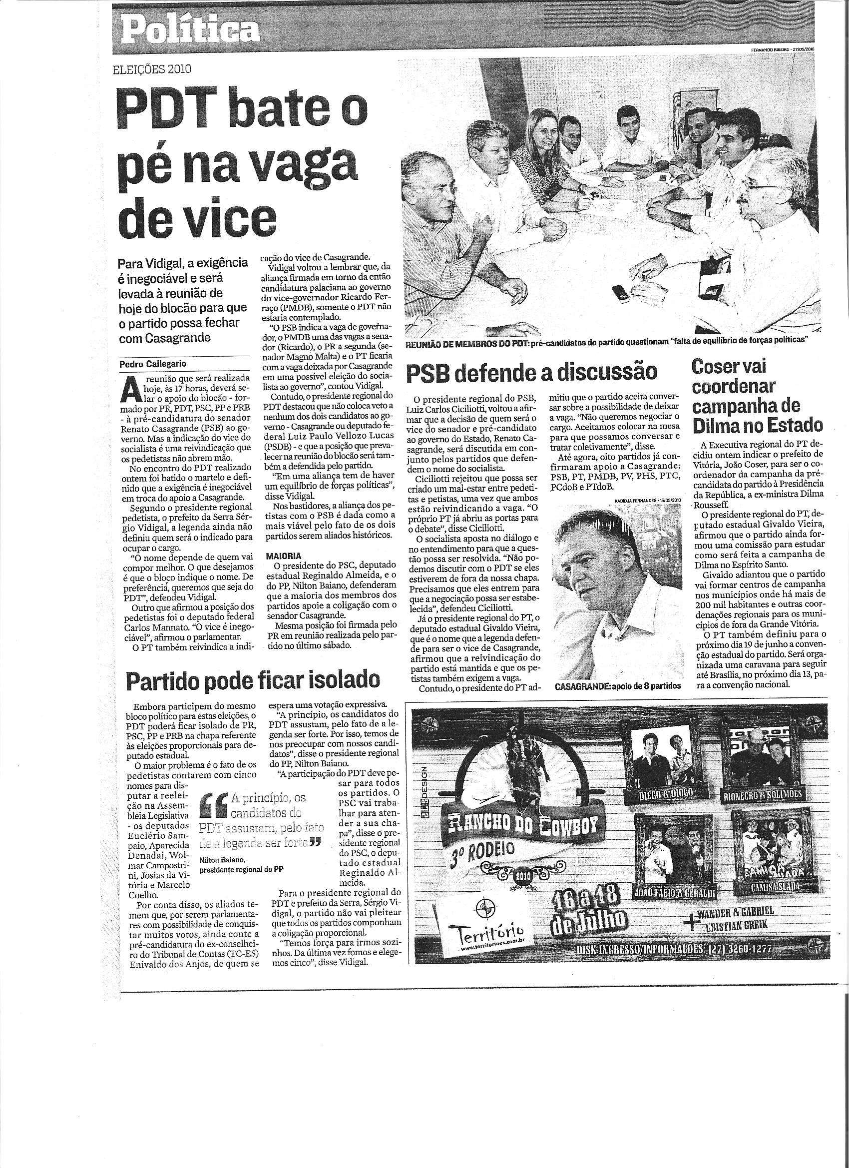 PDT bate o pé na vaga de vice