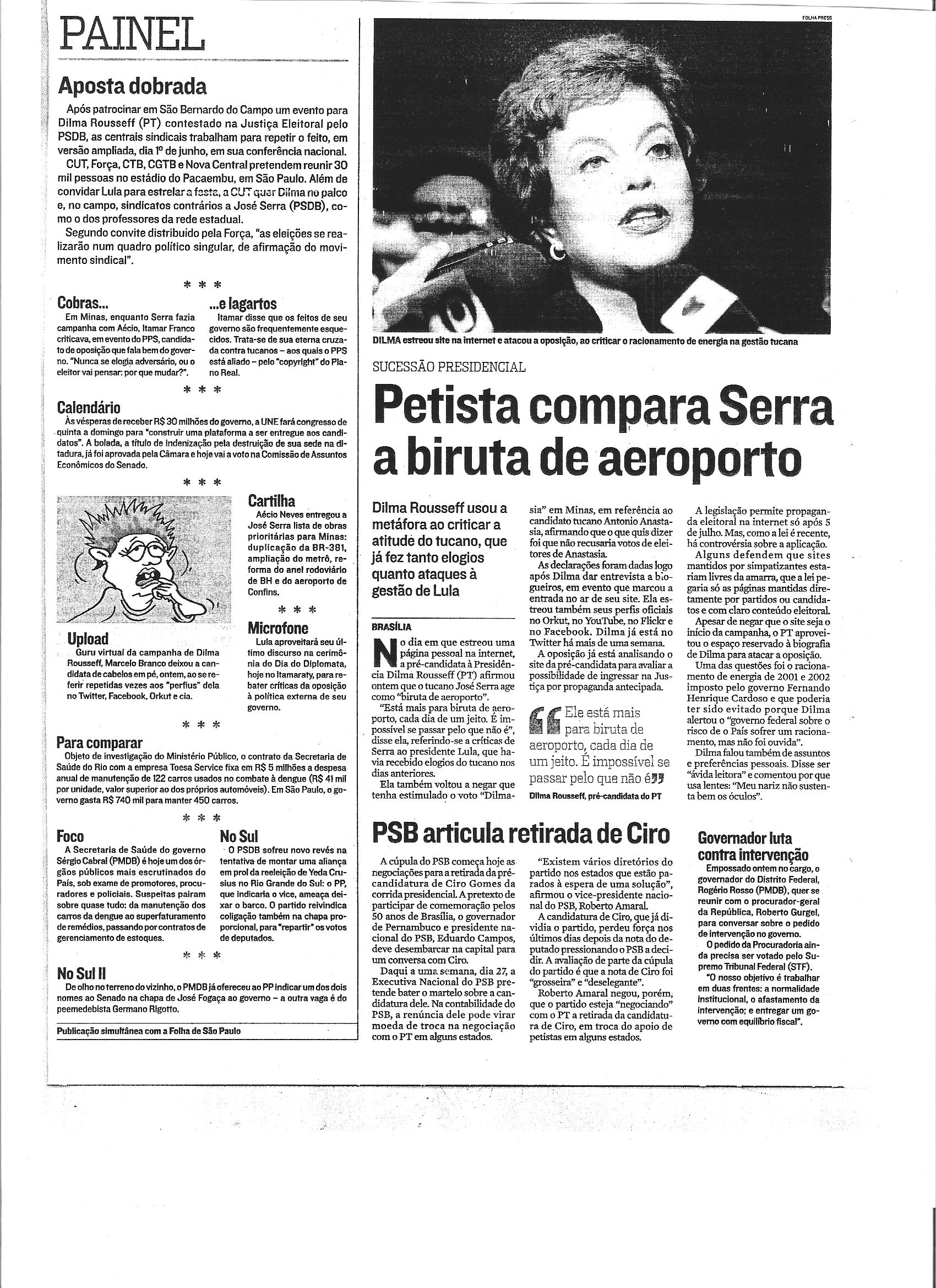 Política - Petista compara Serra a biruta de aeroporto