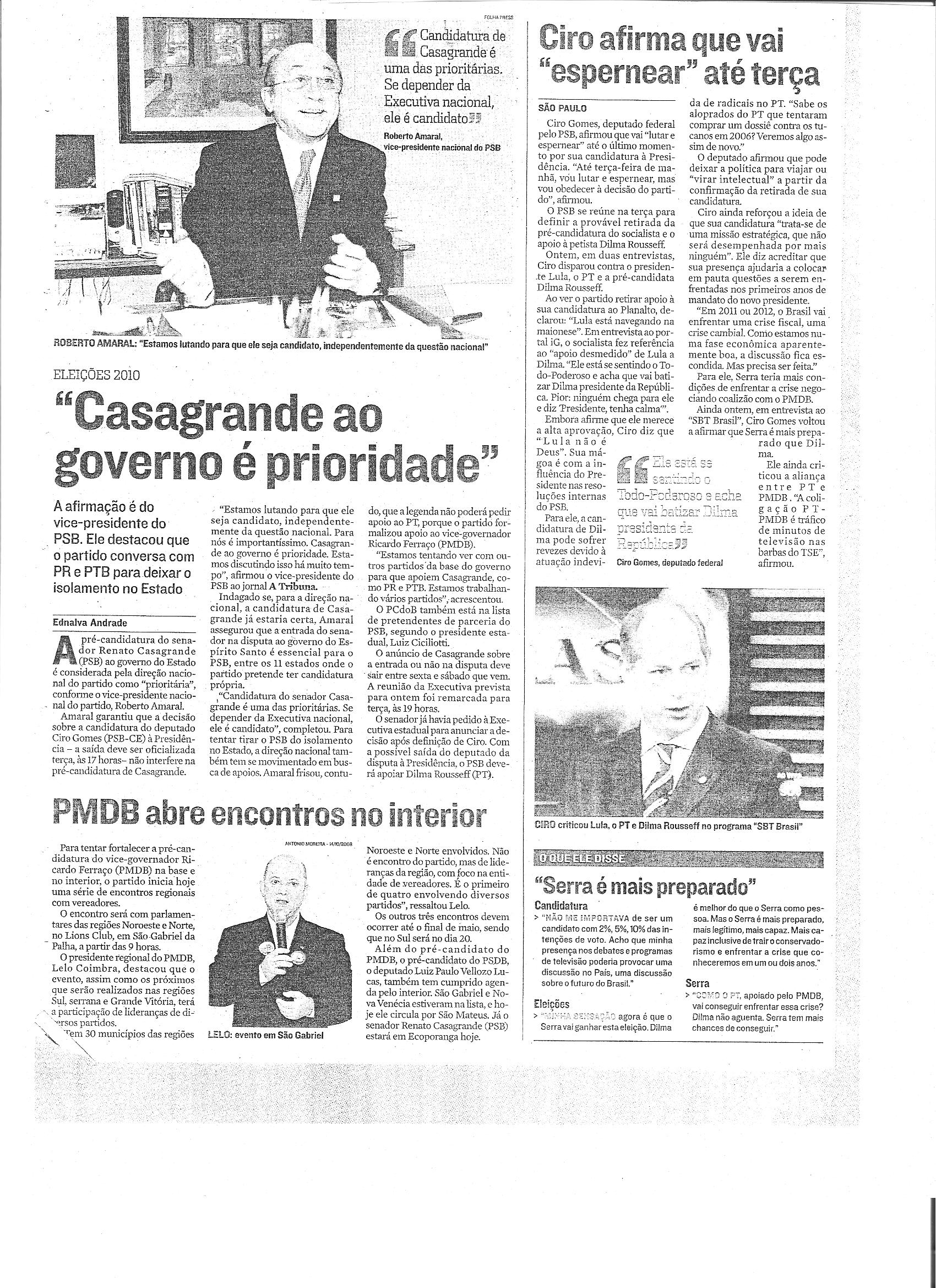 ´Casagrande ao governo é prioridade´