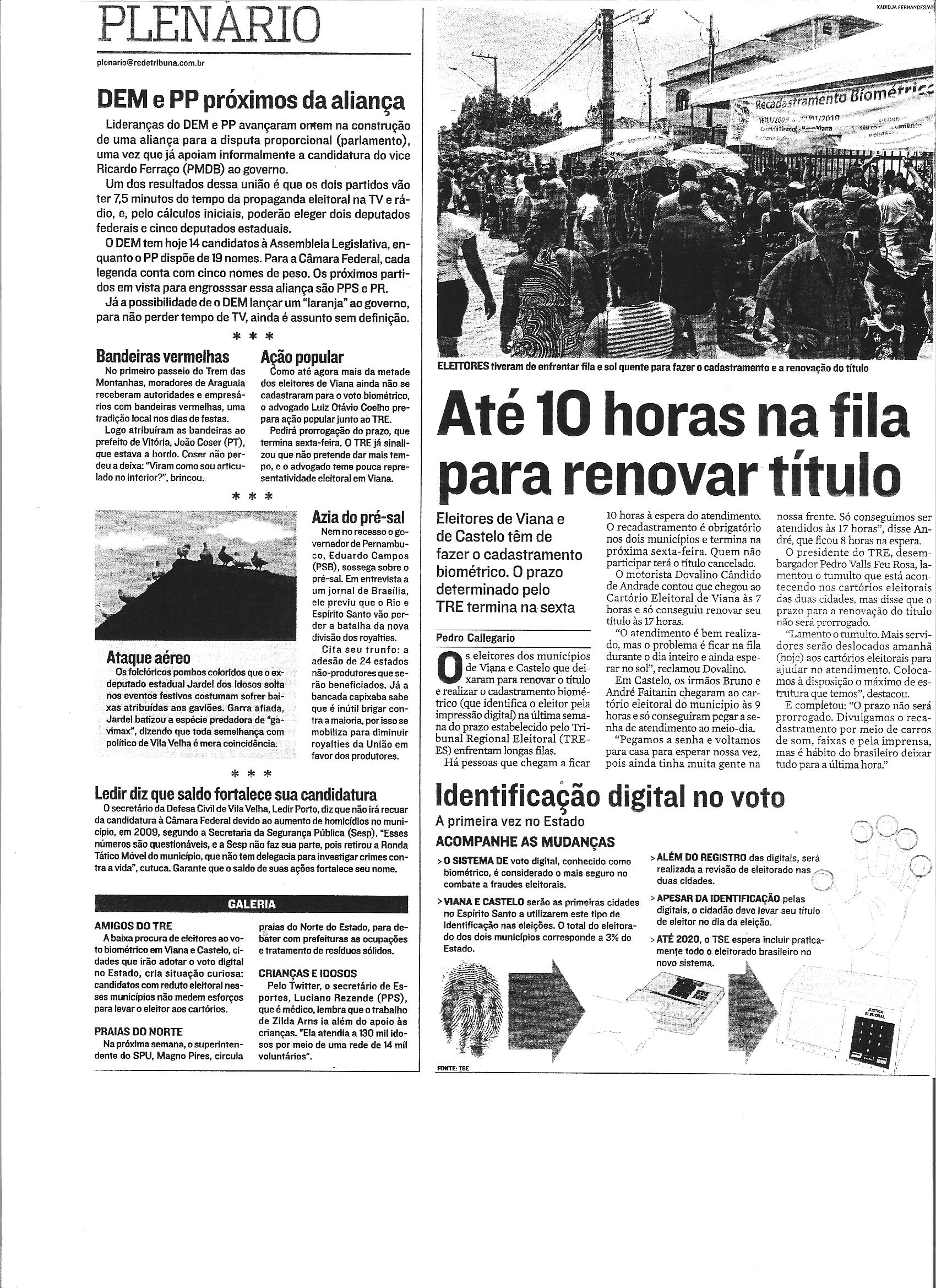 Até 10 horas na fila para renovar título (Plenário)