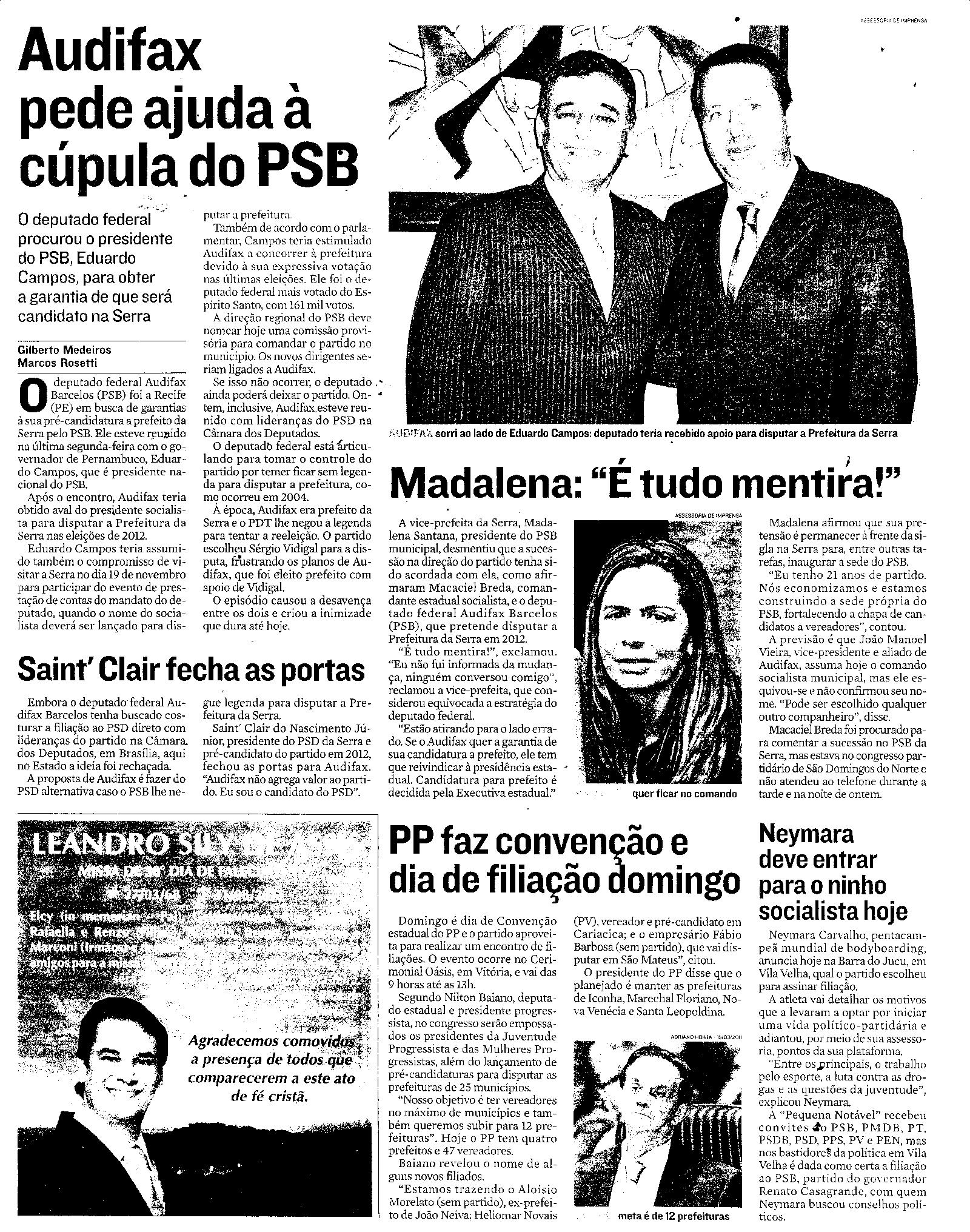 Audifax pede ajuda à cúpula do PSB