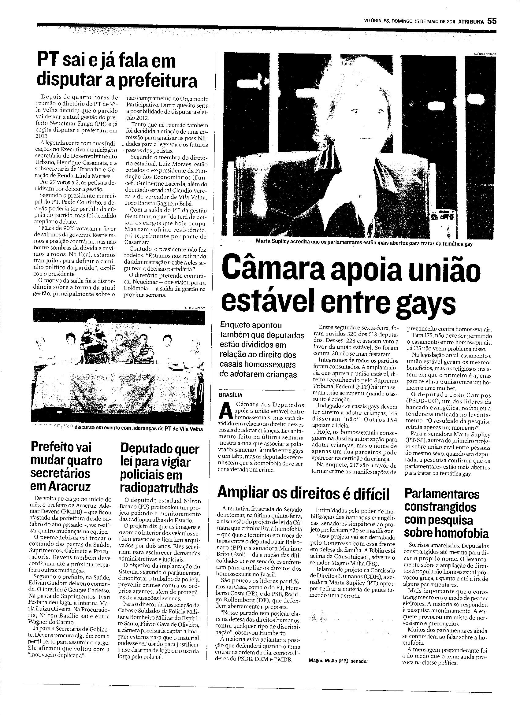 Câmara apoia união estável entre gays