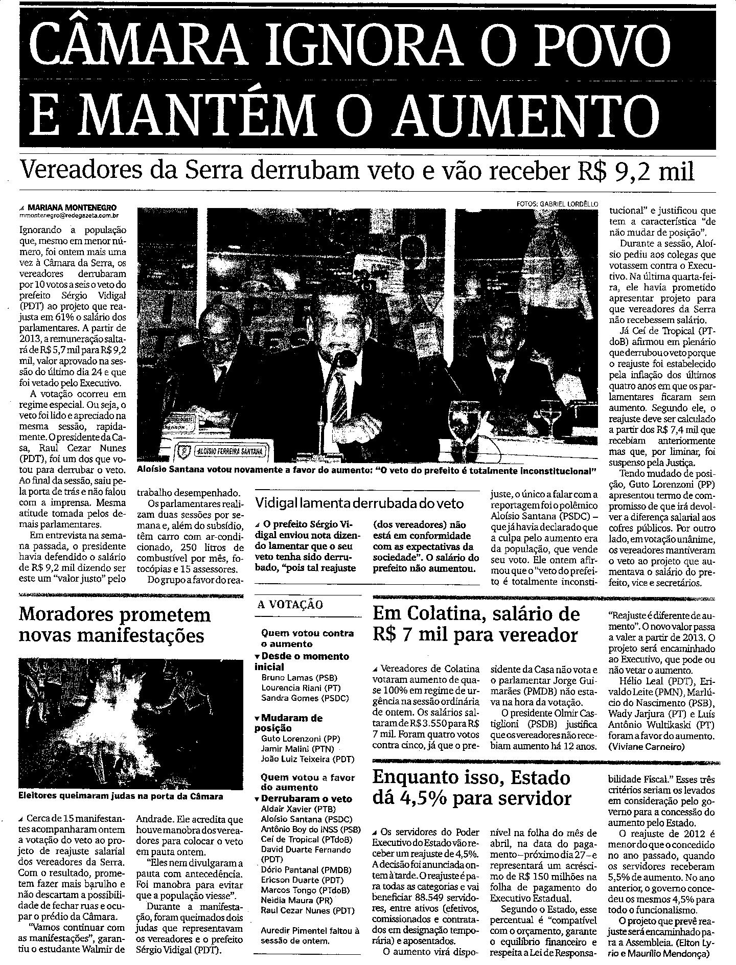 Câmara ignora o povo e mantém o aumento