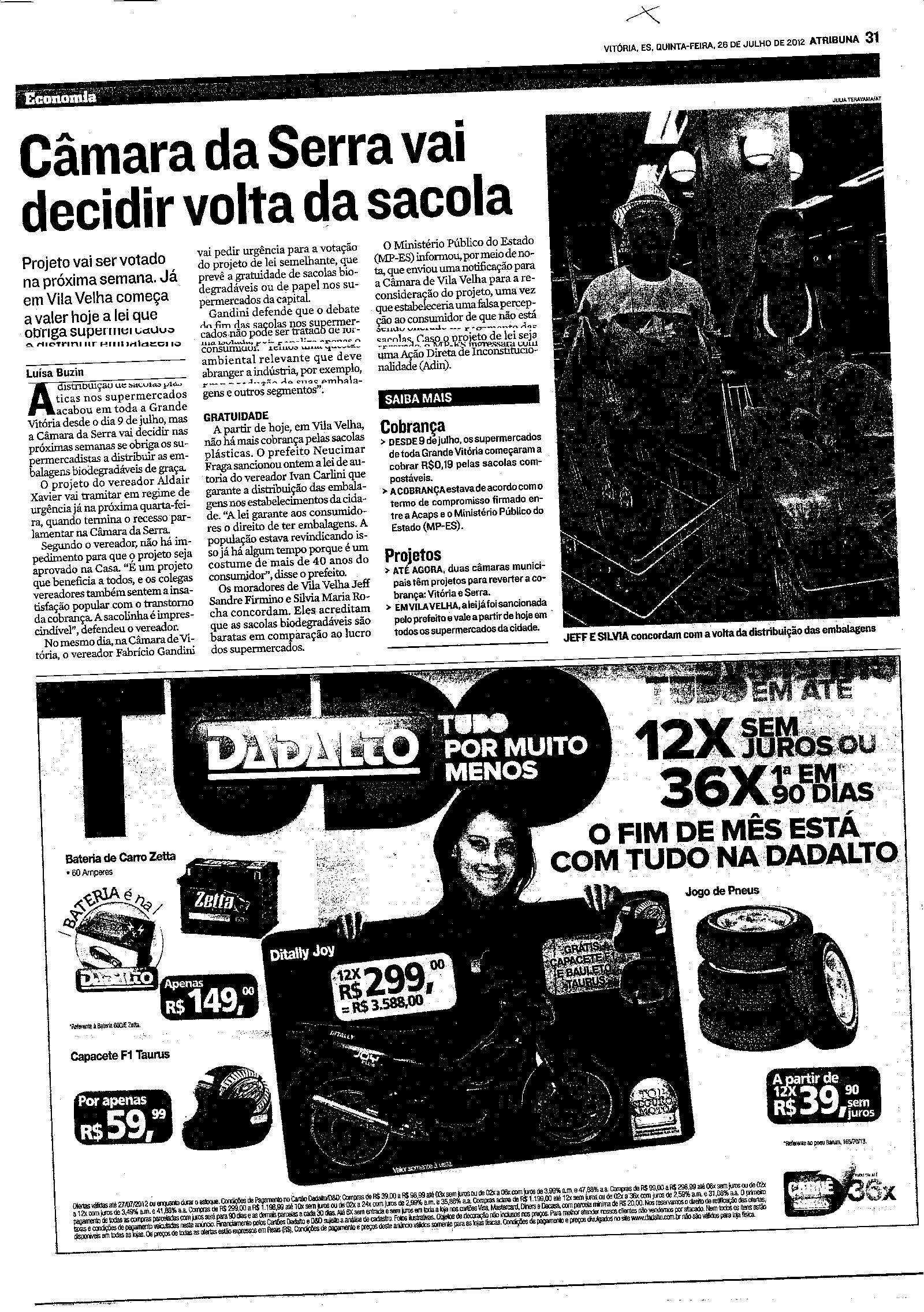 Câmara da Serra vai decidir volta da sacola