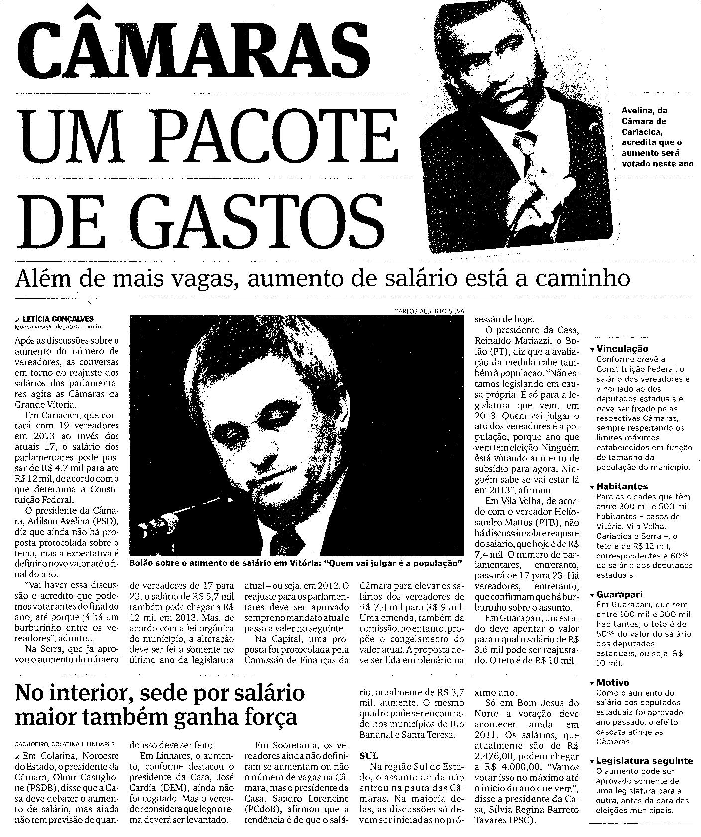 Câmaras - um pacote de gastos