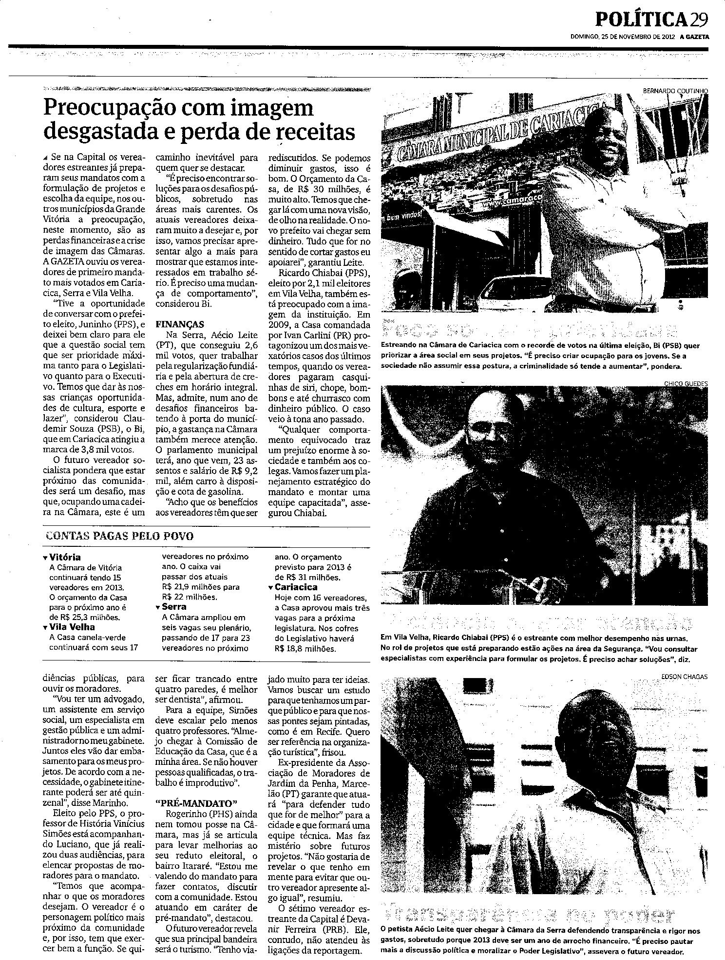 Continuação - Câmaras novatos traçam metas para 2013