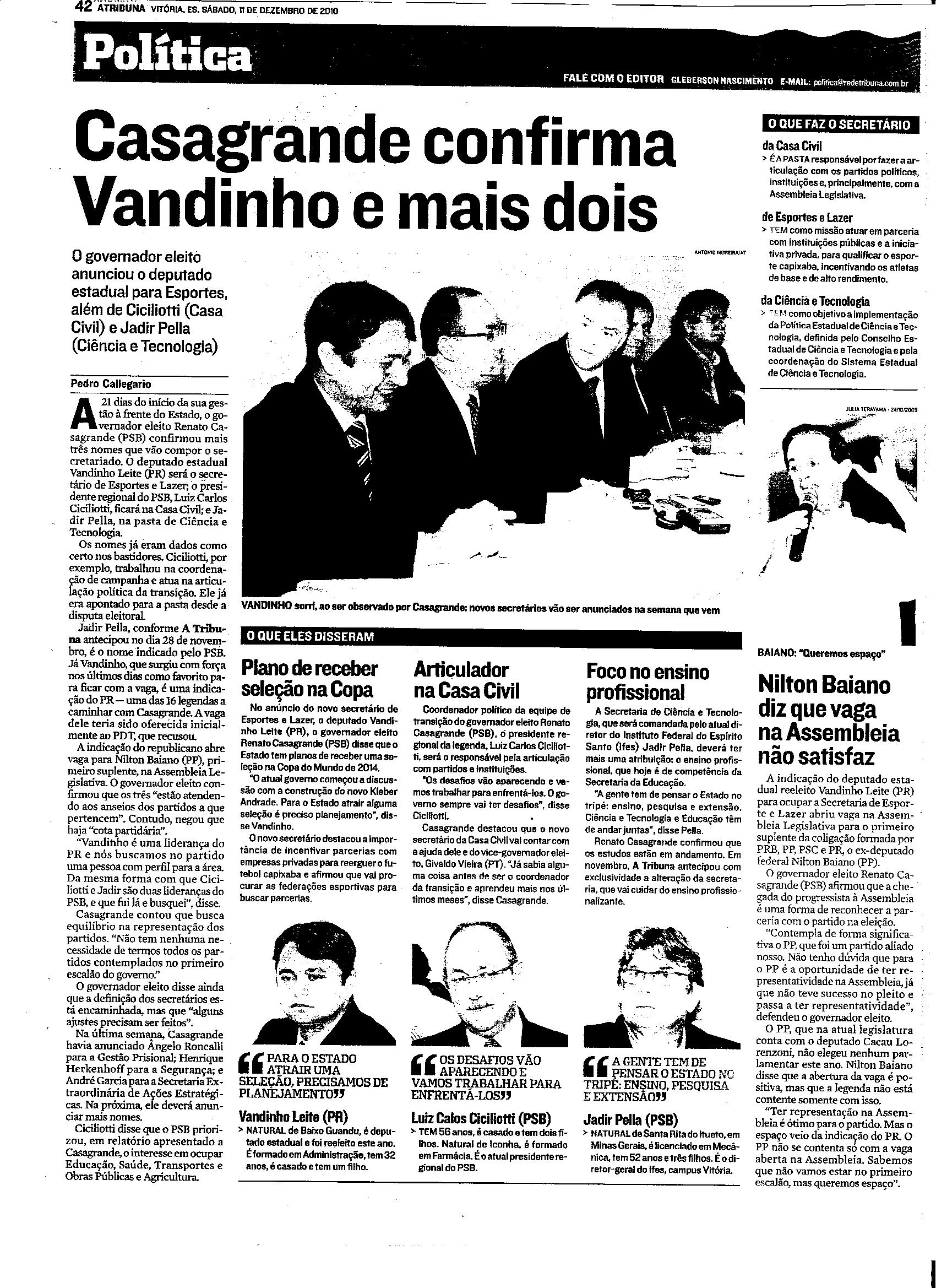 Casagrande confirma Vandinho e mais dois
