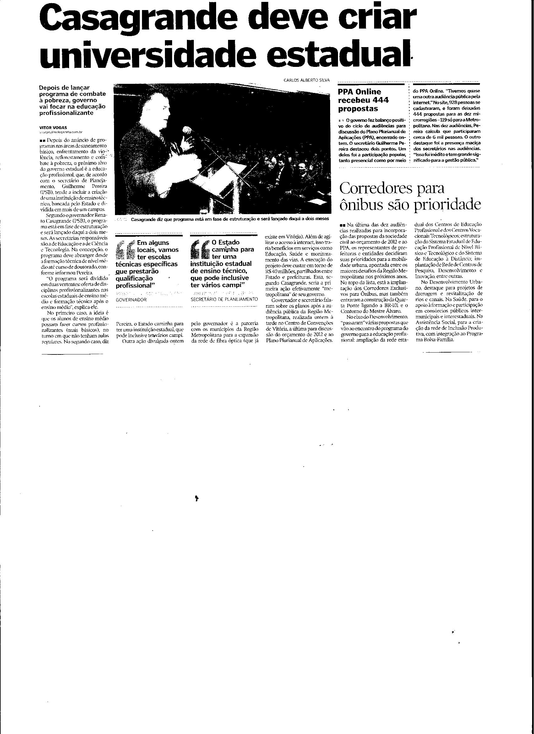 Casagrande deve criar universidade estadual