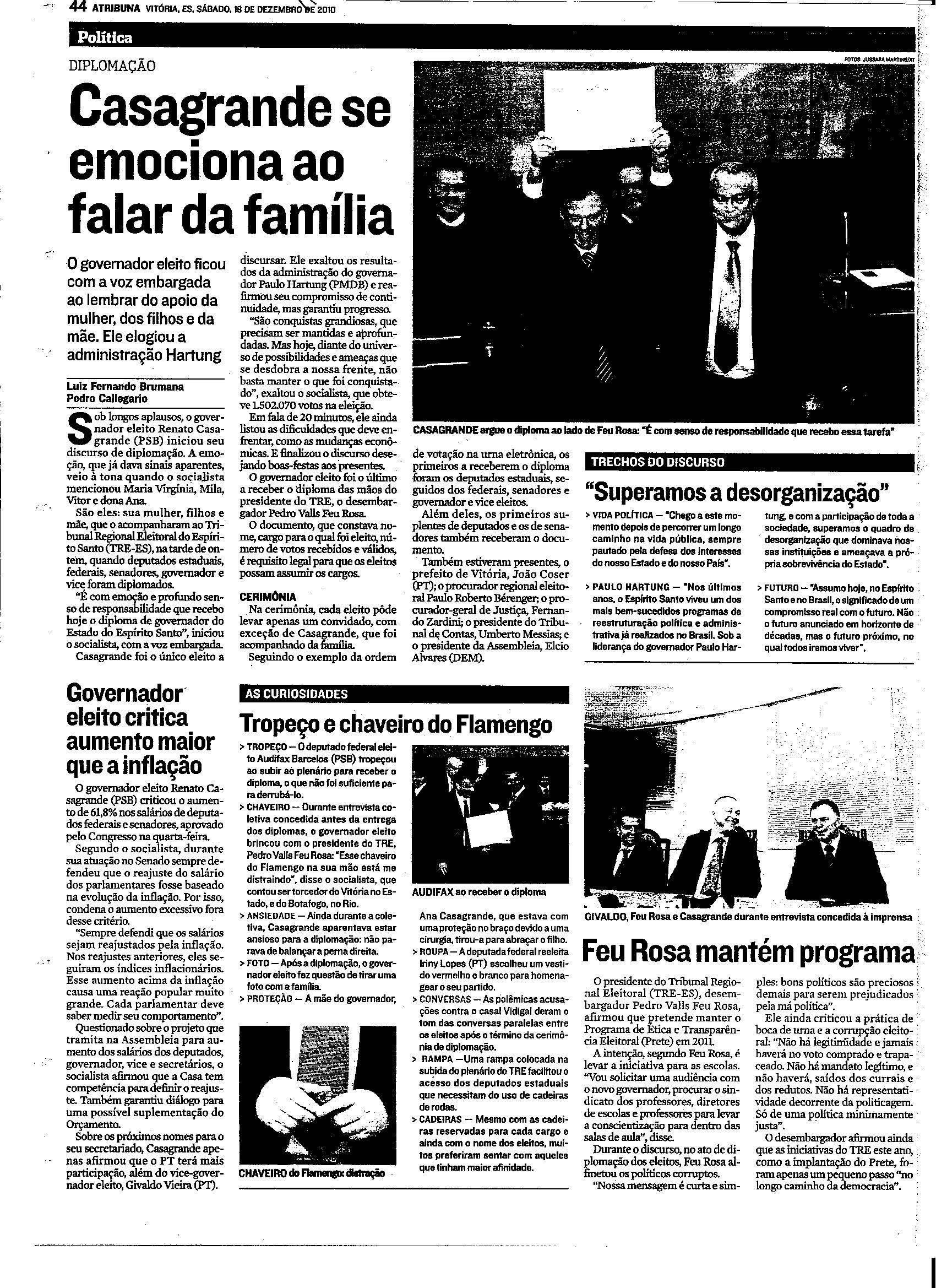 Casagrande se emociona ao falar da familia