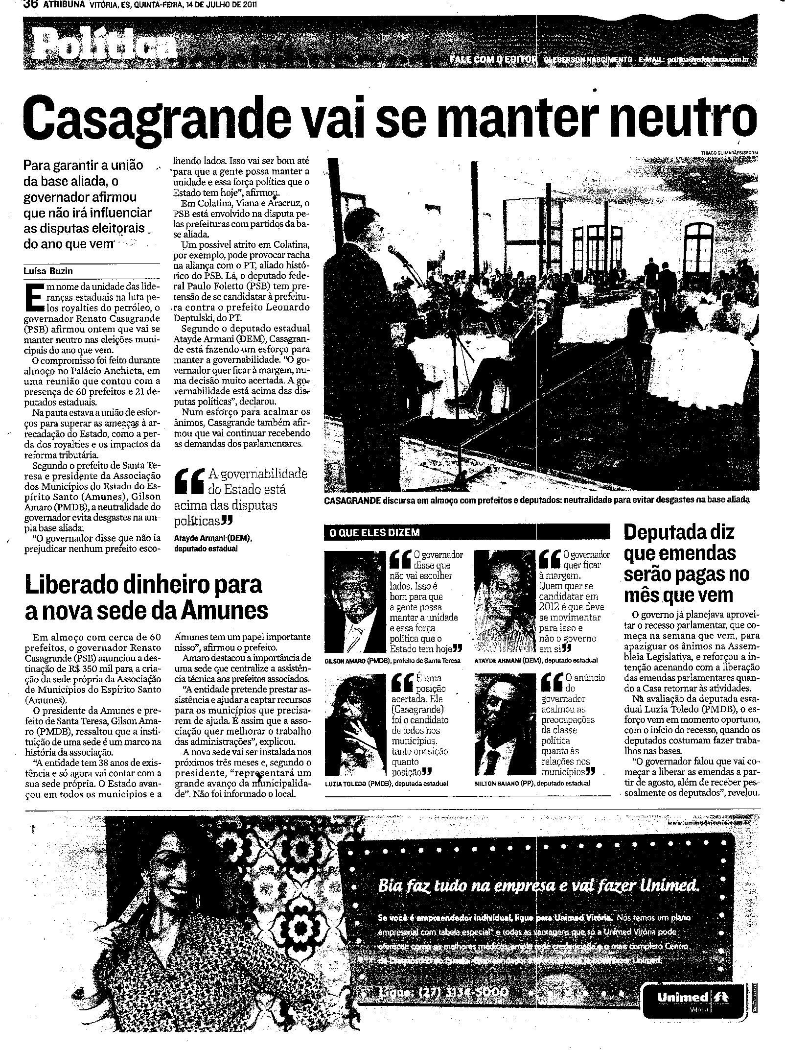 ´Casagrande vai influenciar na escolha da futura Mesa´
