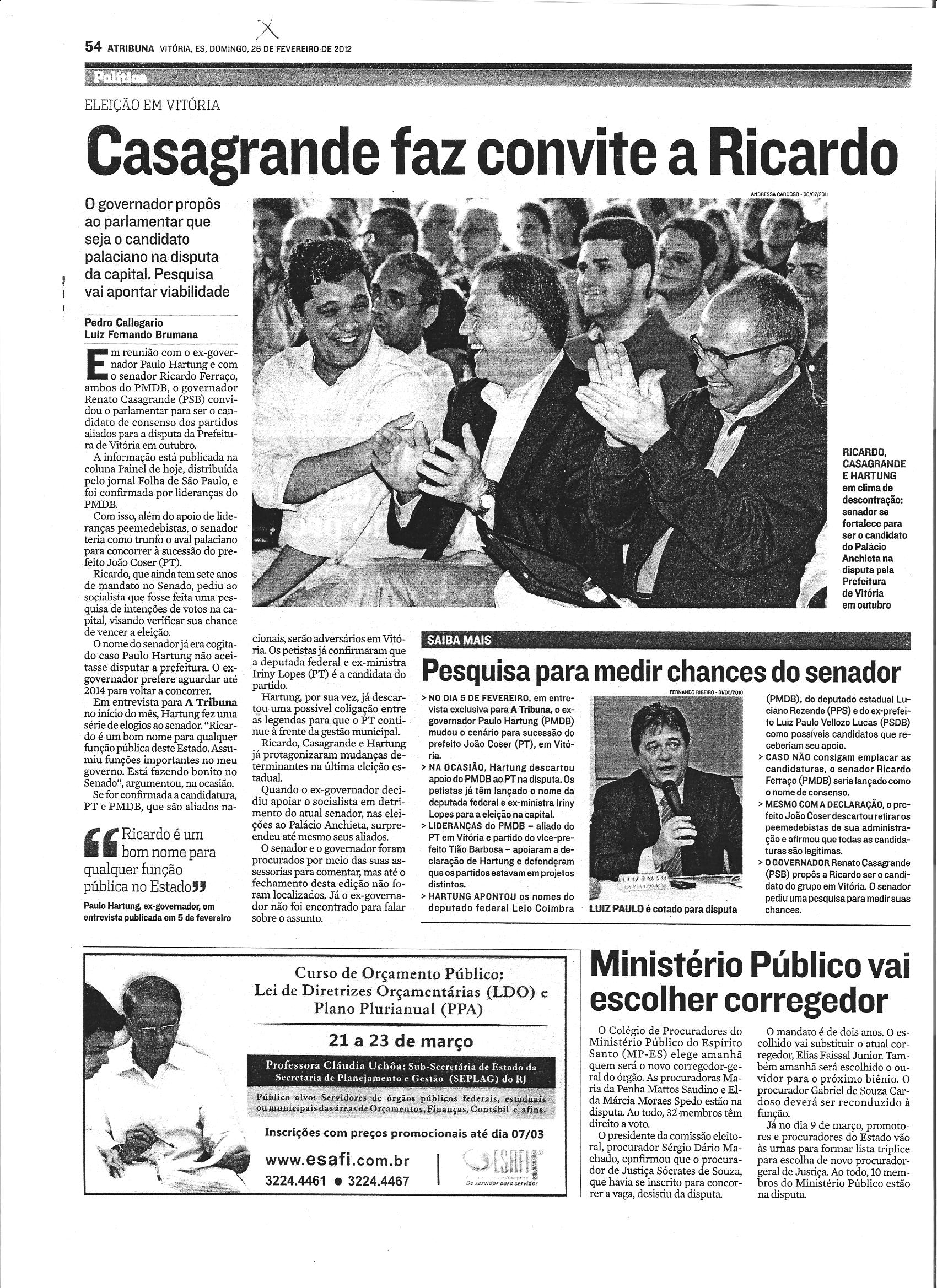 Casagrande faz convite a Ricardo