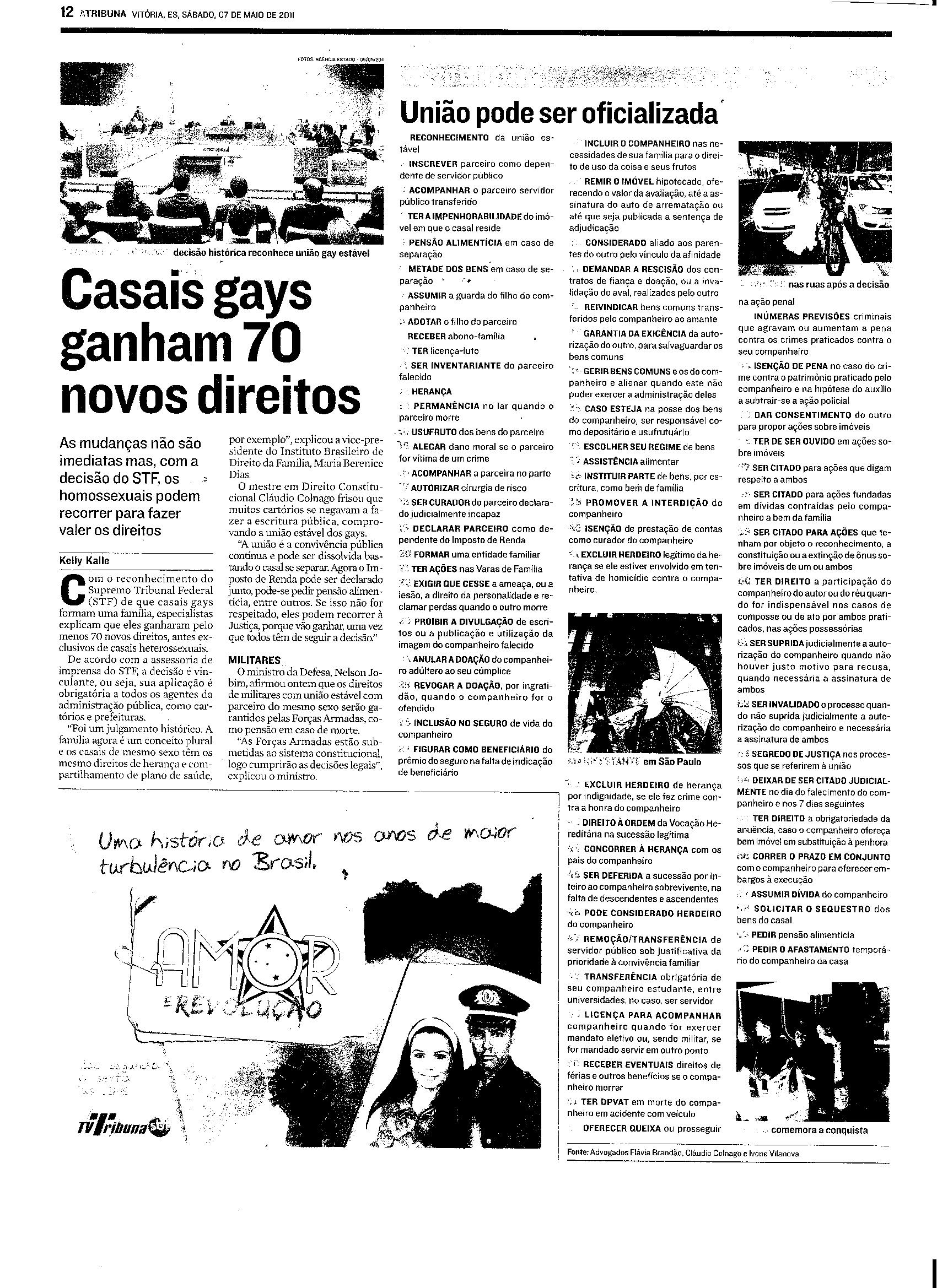 Casais gays ganham 70 novos direitos
