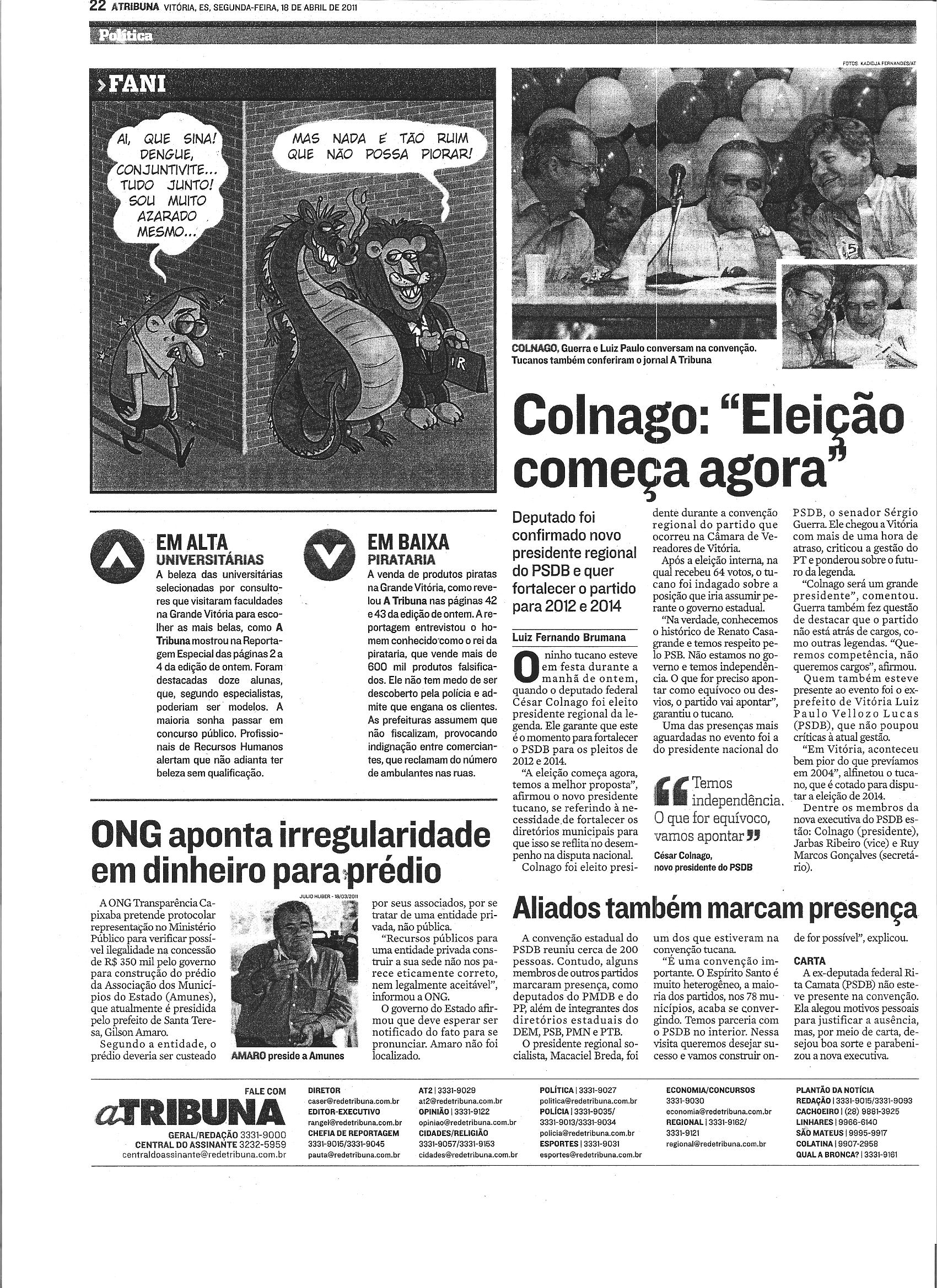 Colnago: ´ Eleição começa agora´