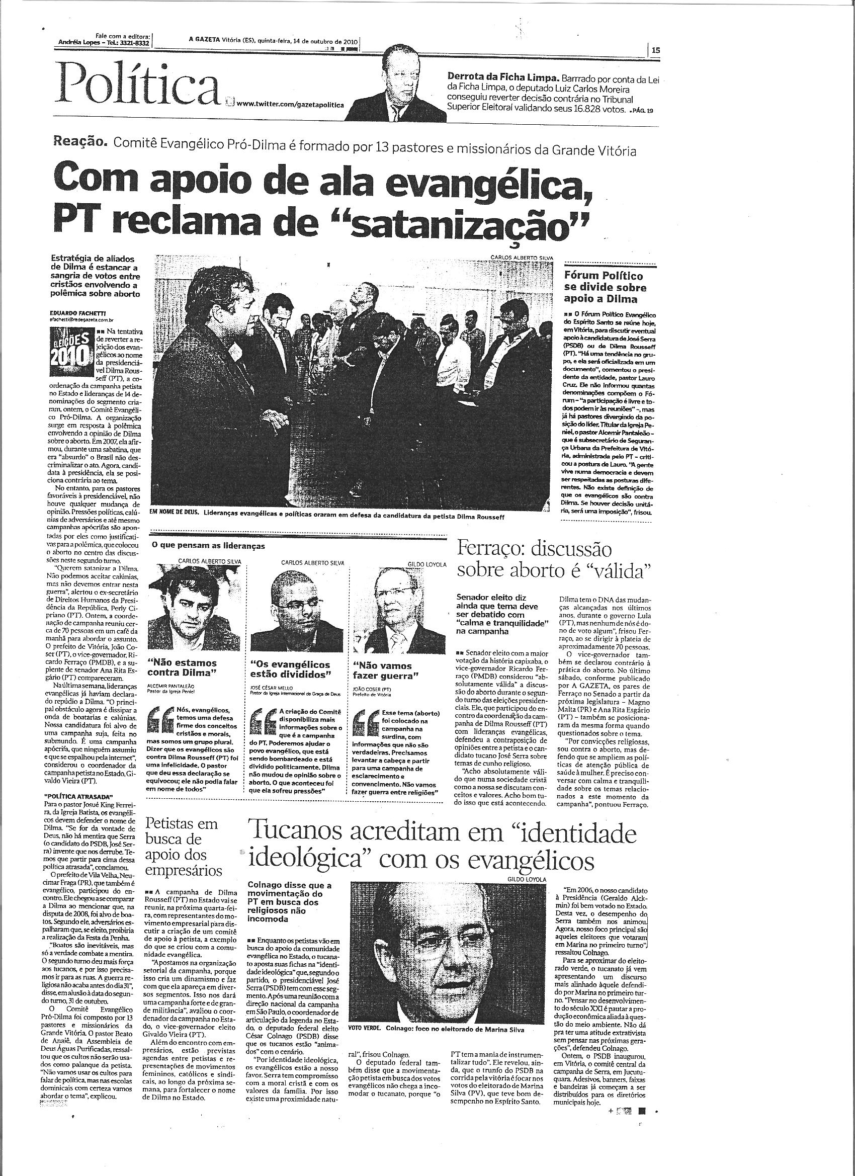 Com apoio de ala evangélica, PT reclama de 