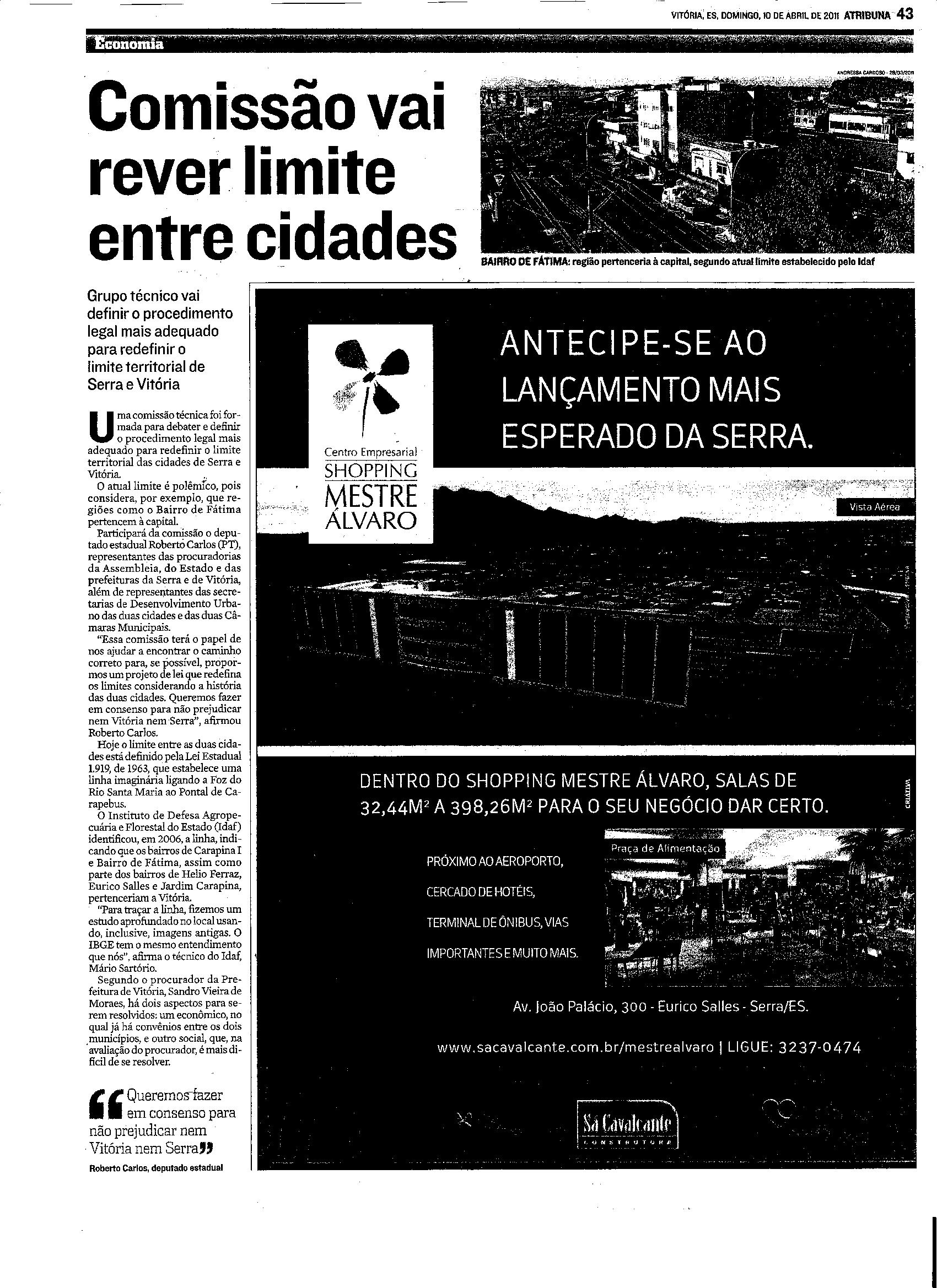 Comissão vai rever limite entre Cidades