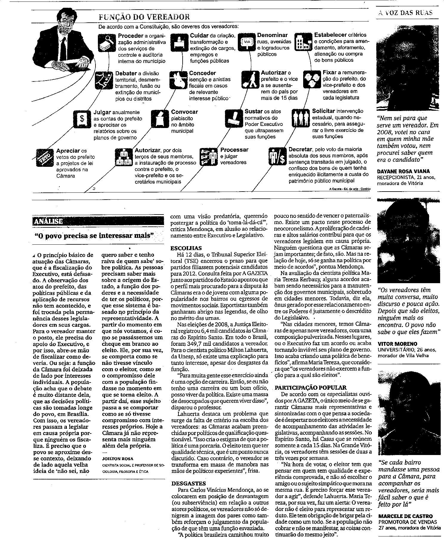 Continuação - O papel das Câmaras - Quem os vereadores representam