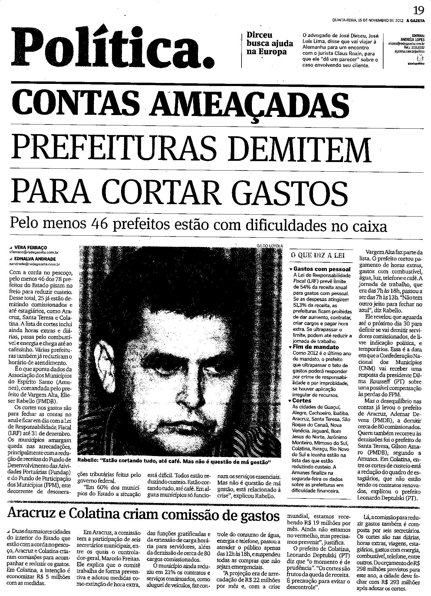 Contas Ameaçadas - Prefeituras demitem para cortar gastos