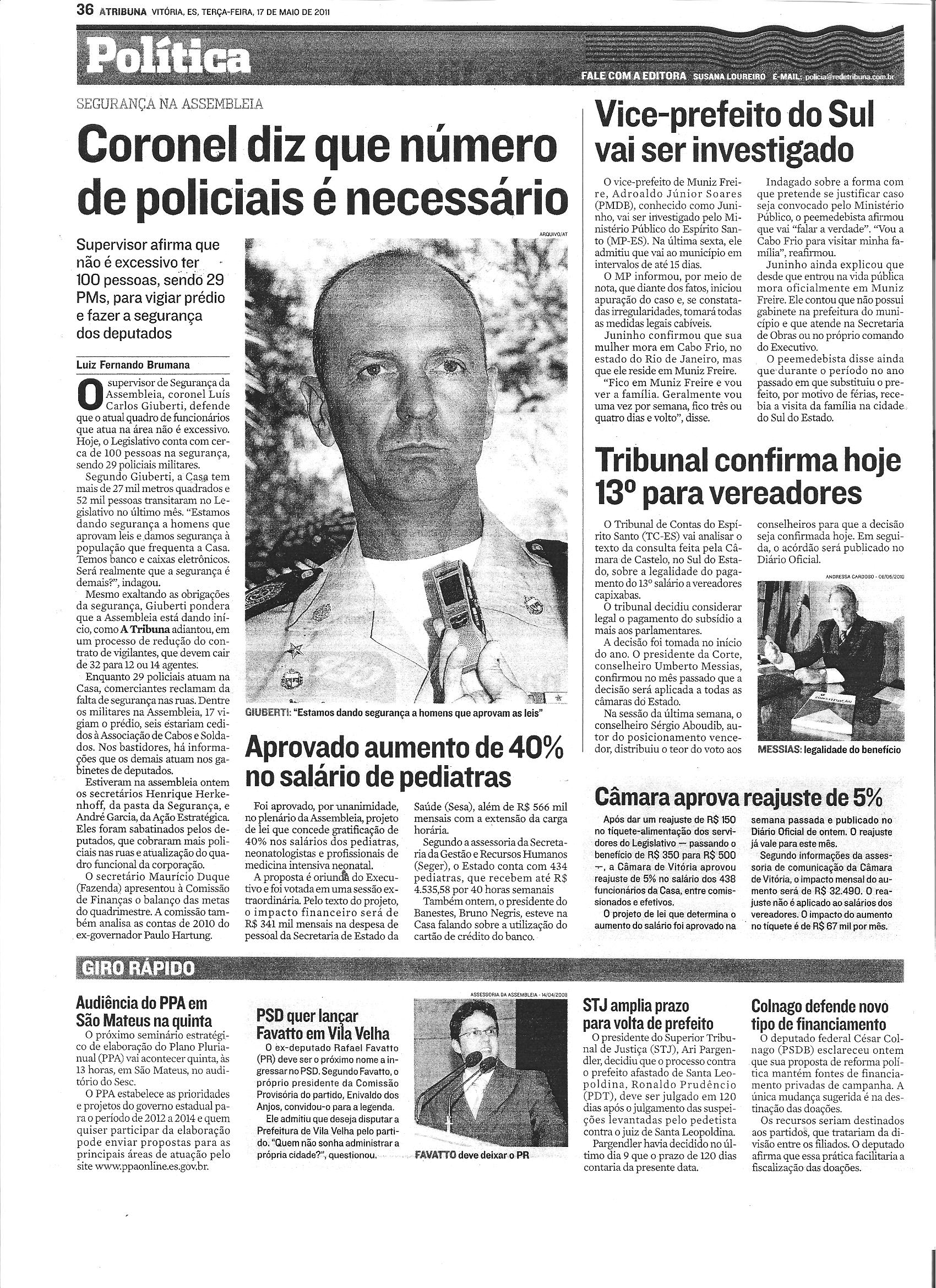 Coronel diz que número de policiais na Assembléia é necessário
