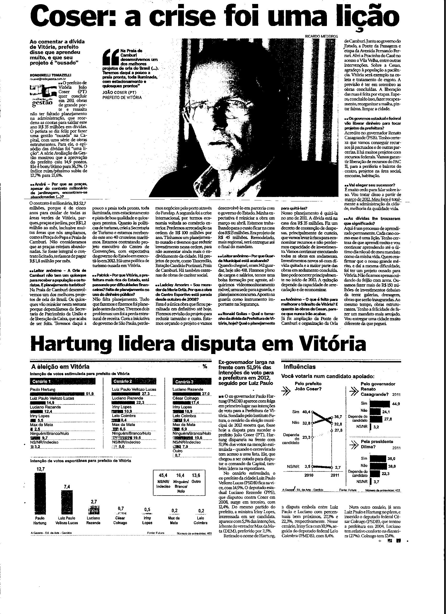 Coser:  crise foi uma lição