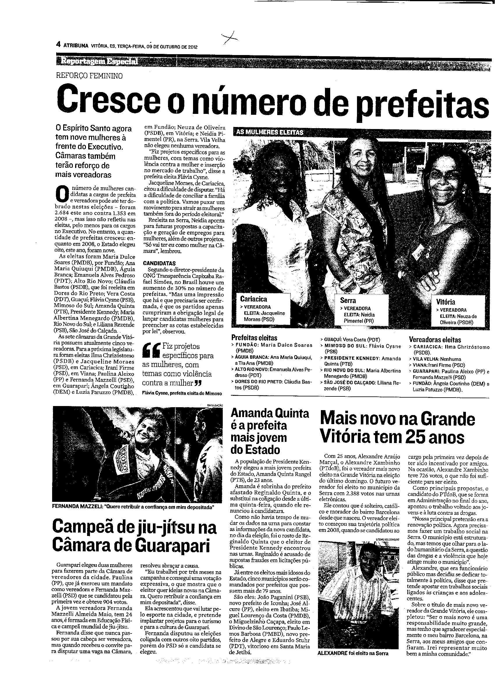 Cresce o número de prefeitas.