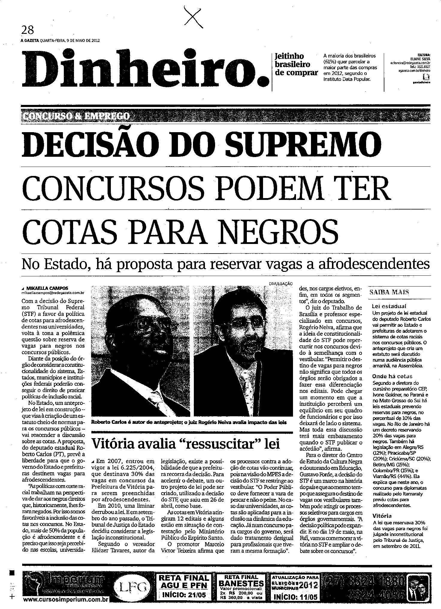 Concursos podem ter cotas para negros