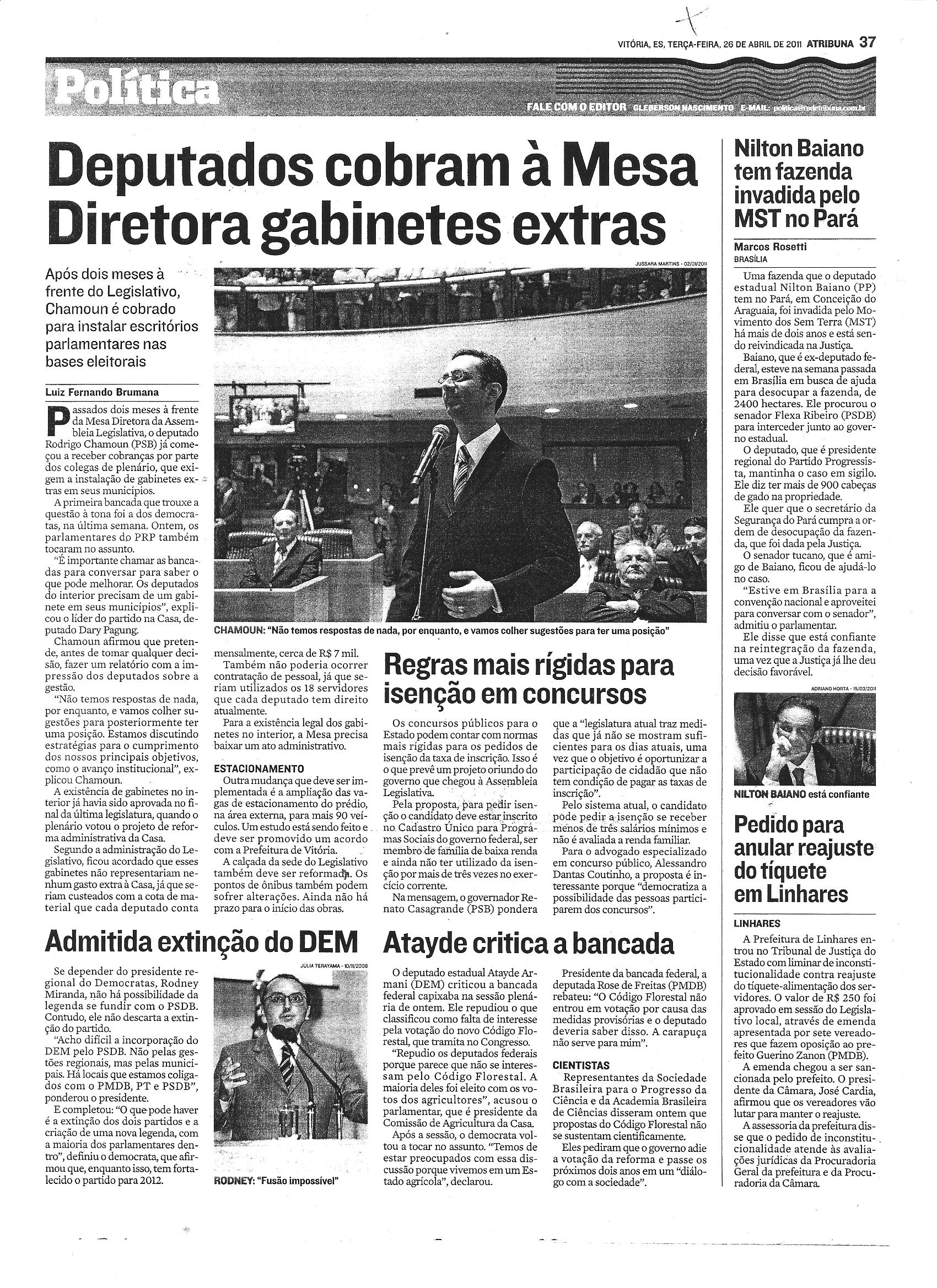 Deputados cobram à Mesa Diretora gabinetes extras