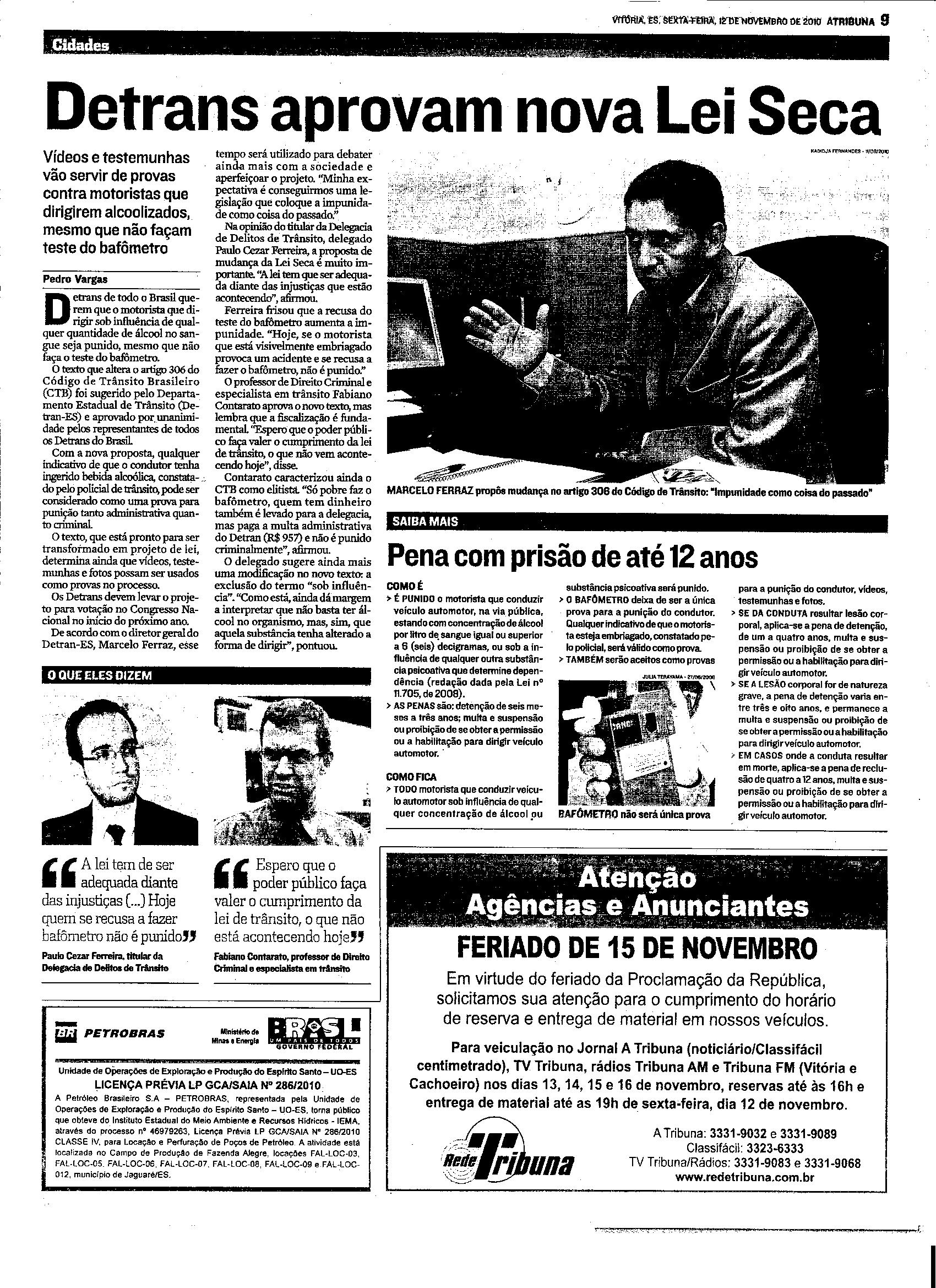 Detrans aprovam nova Lei Seca