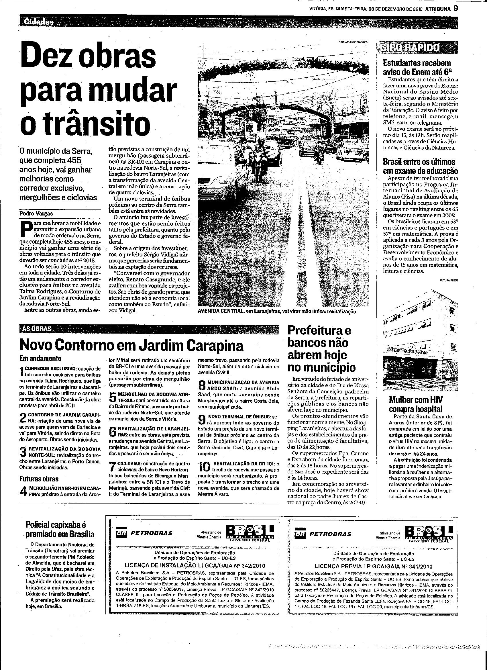 Dez obras para mudar o trânsito na Serra