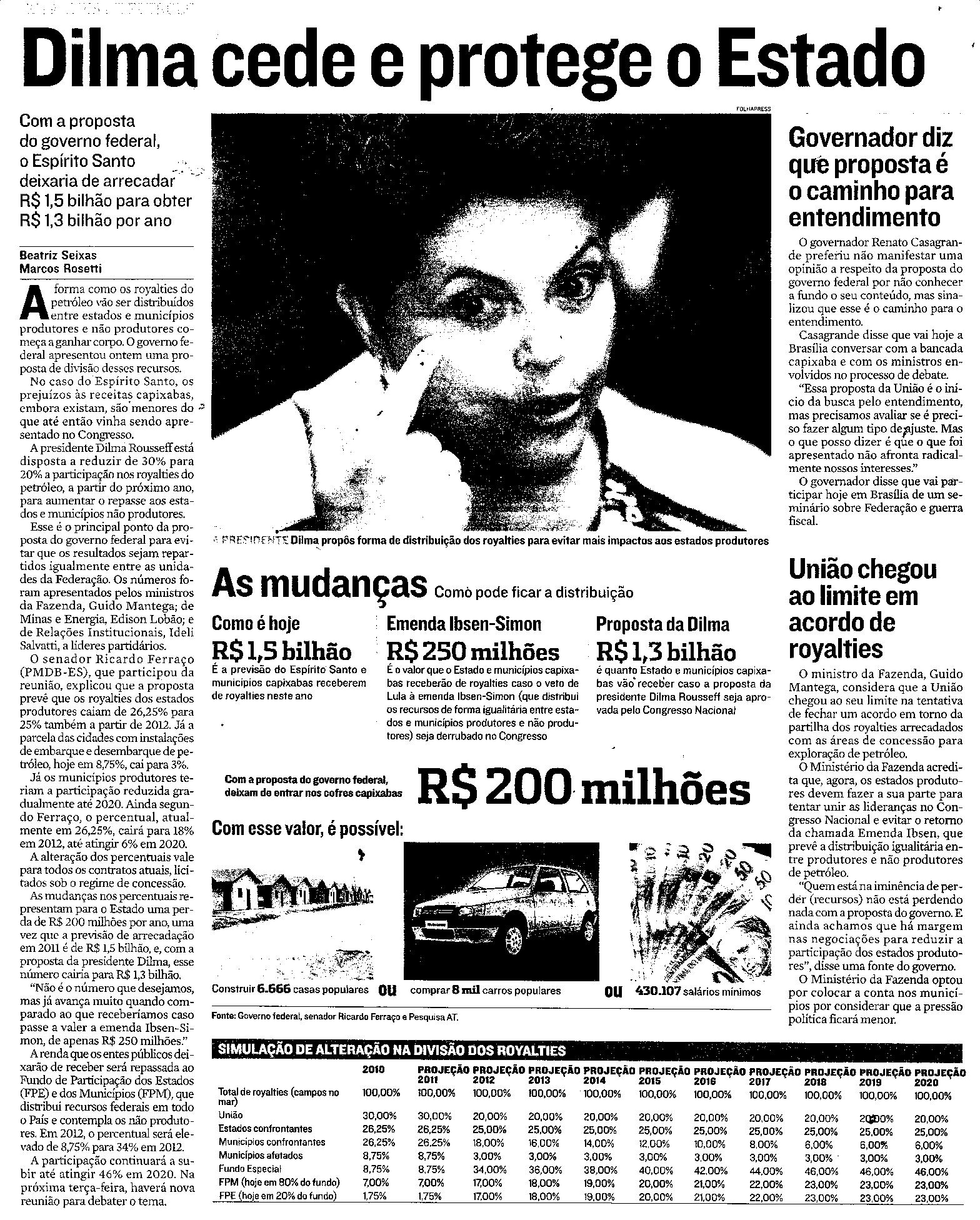 Royalties - Dilma cede e protege o Estado