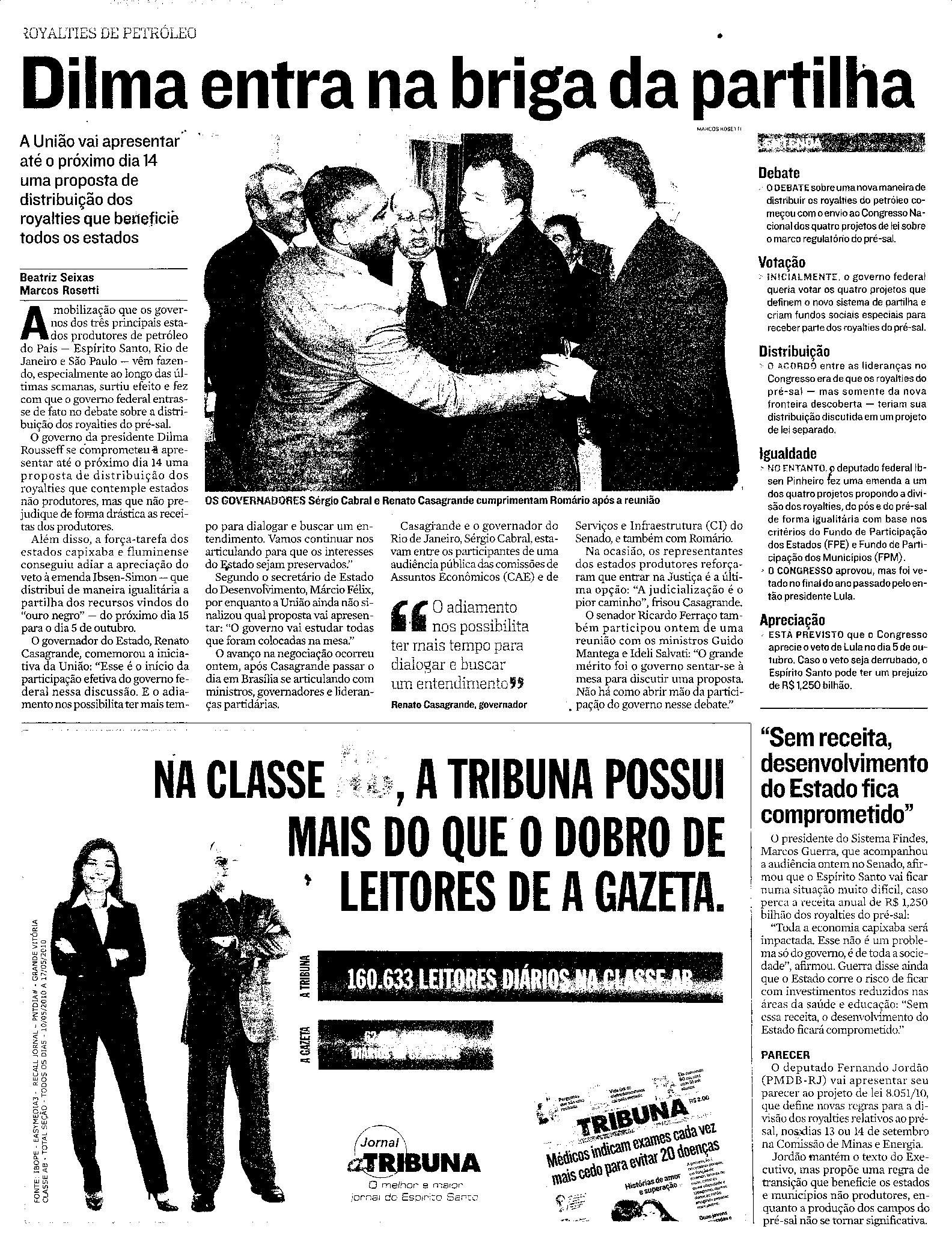 Royalties - Dilma entra na briga da partilha