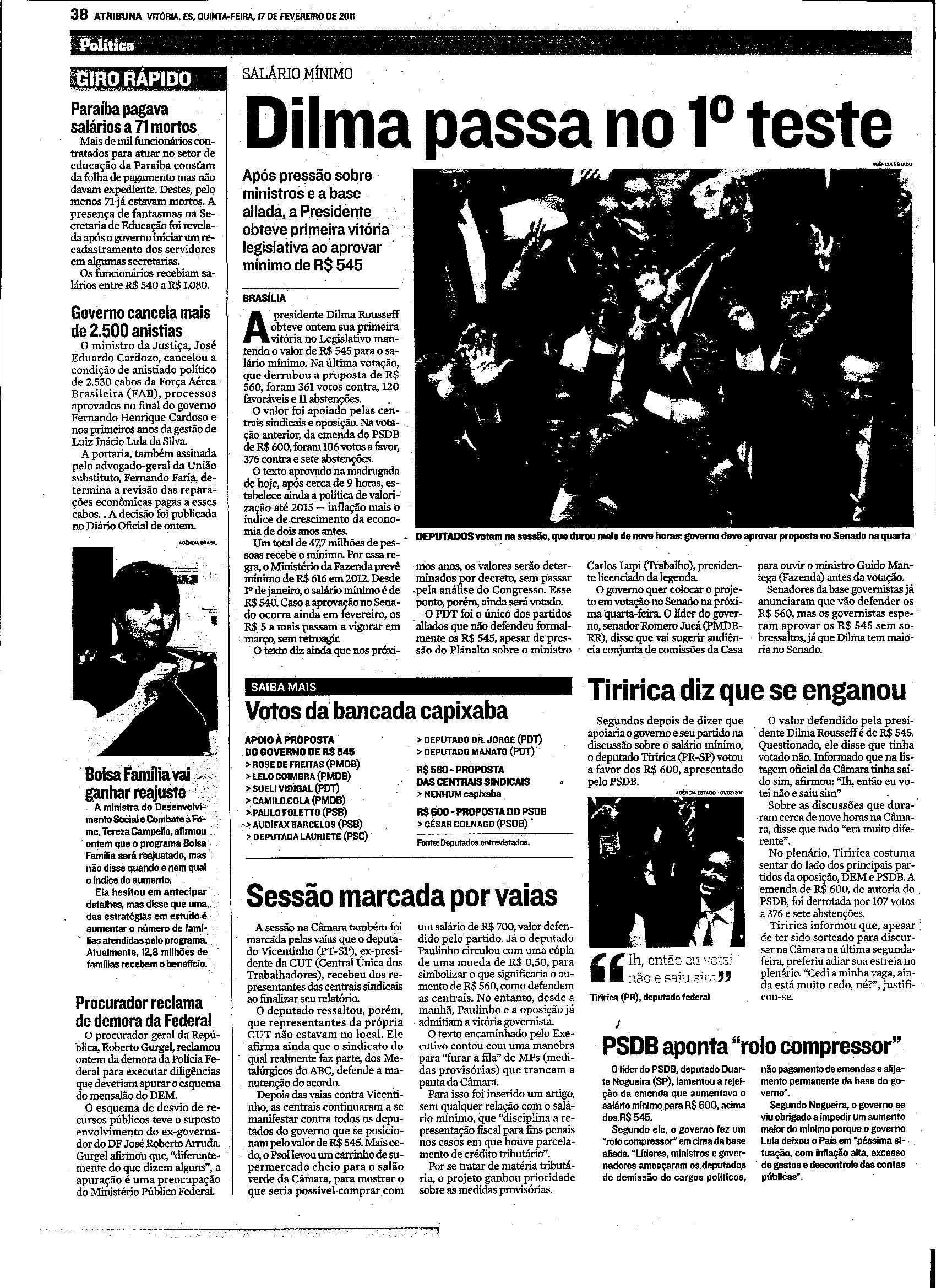 Dilma passa no 1º teste