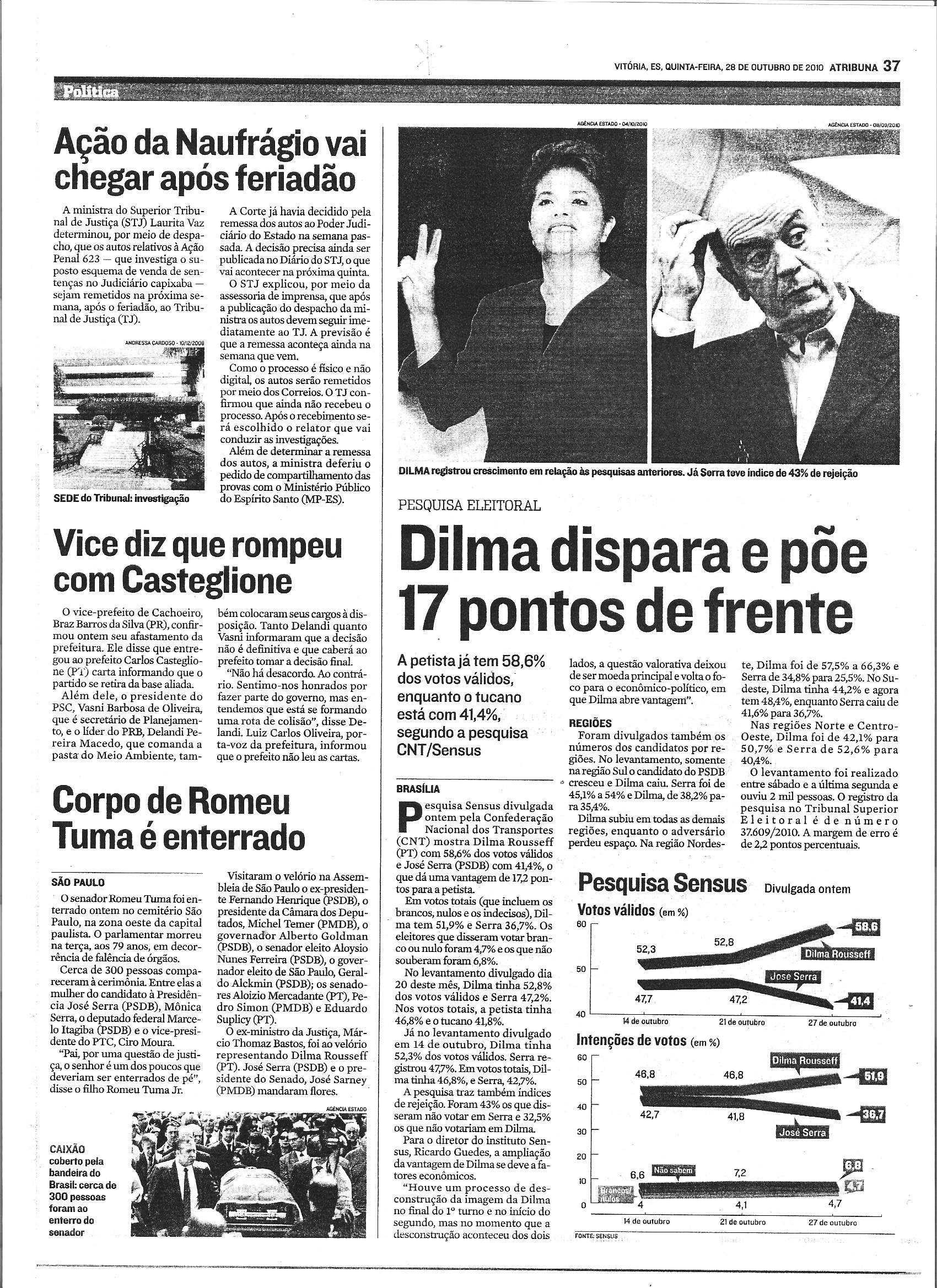Dilma dispara e põe 17 pontos de frente