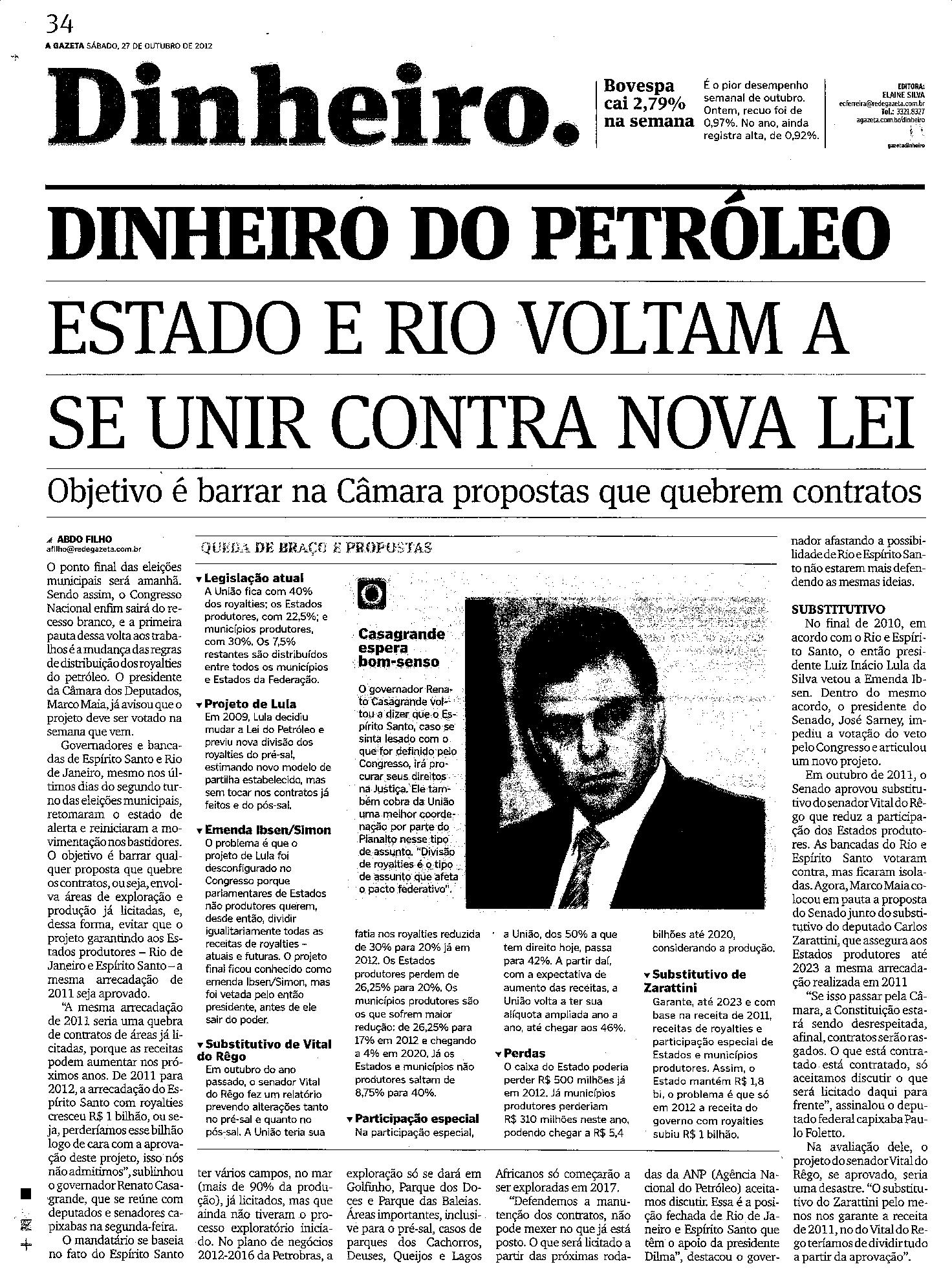 Dinheiro do Petróleo - Estado e Rio voltam a se unir contra nova lei